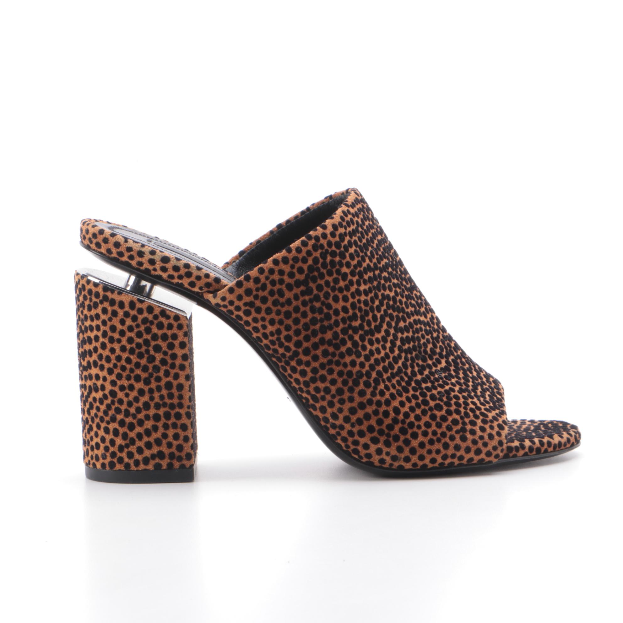 Alexander Wang Avery Flocked Suede and Christian Siriano Brocade Mules