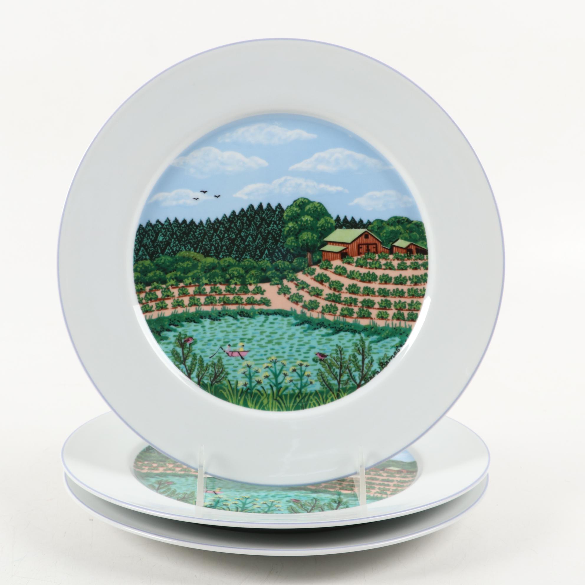 Sara Barnes for Block Spal "Napa Valley" Dinner Plates, Late 20th Century