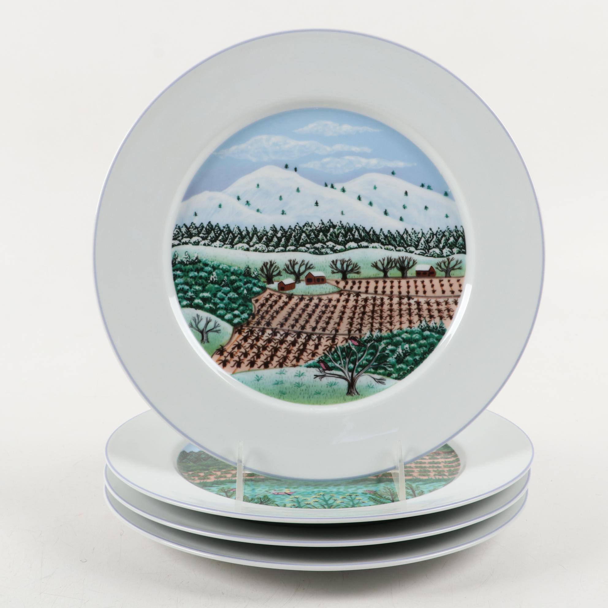 Sara Barnes for Block Spal "Napa Valley" Dinner Plates, Late 20th Century