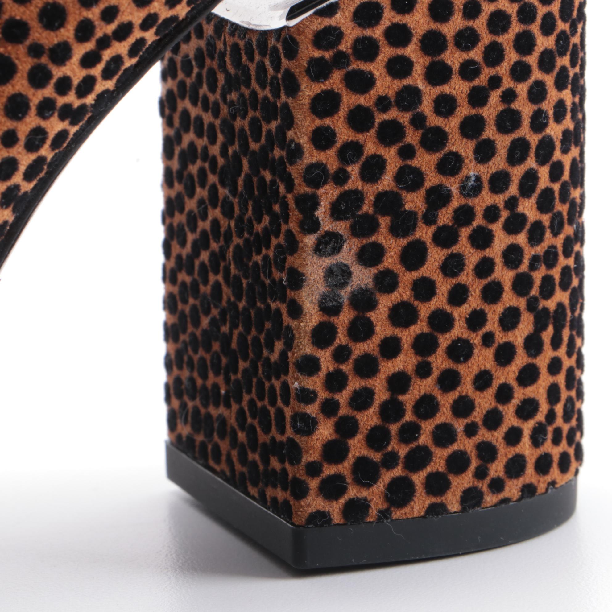 Alexander Wang Avery Flocked Suede and Christian Siriano Brocade Mules