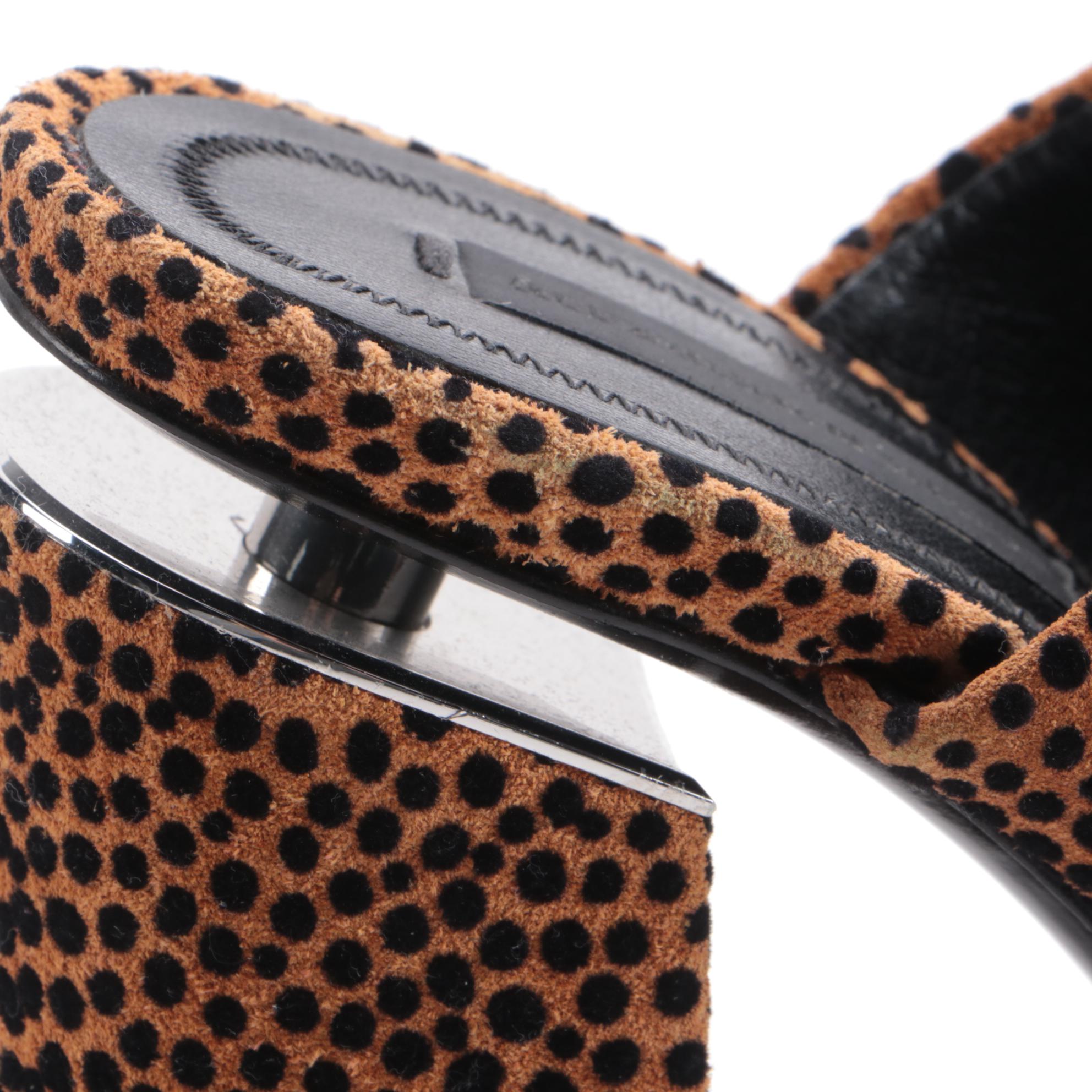 Alexander Wang Avery Flocked Suede and Christian Siriano Brocade Mules