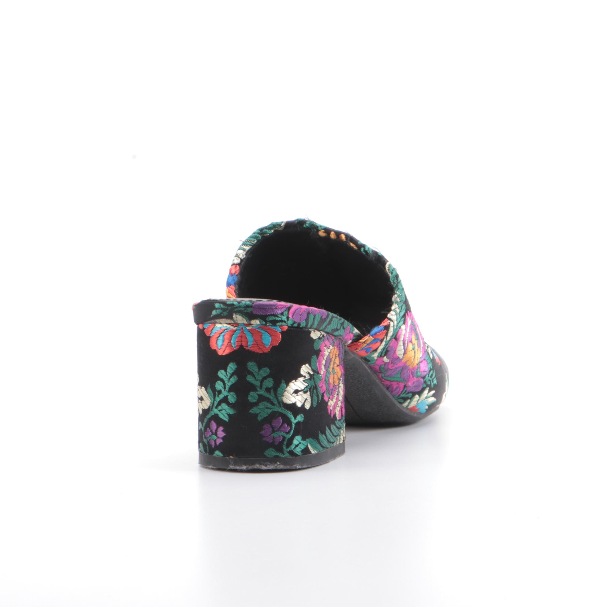 Alexander Wang Avery Flocked Suede and Christian Siriano Brocade Mules