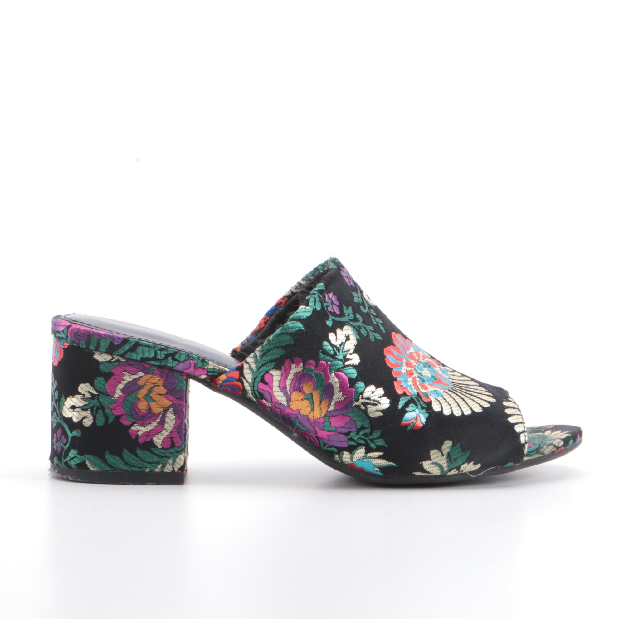 Alexander Wang Avery Flocked Suede and Christian Siriano Brocade Mules