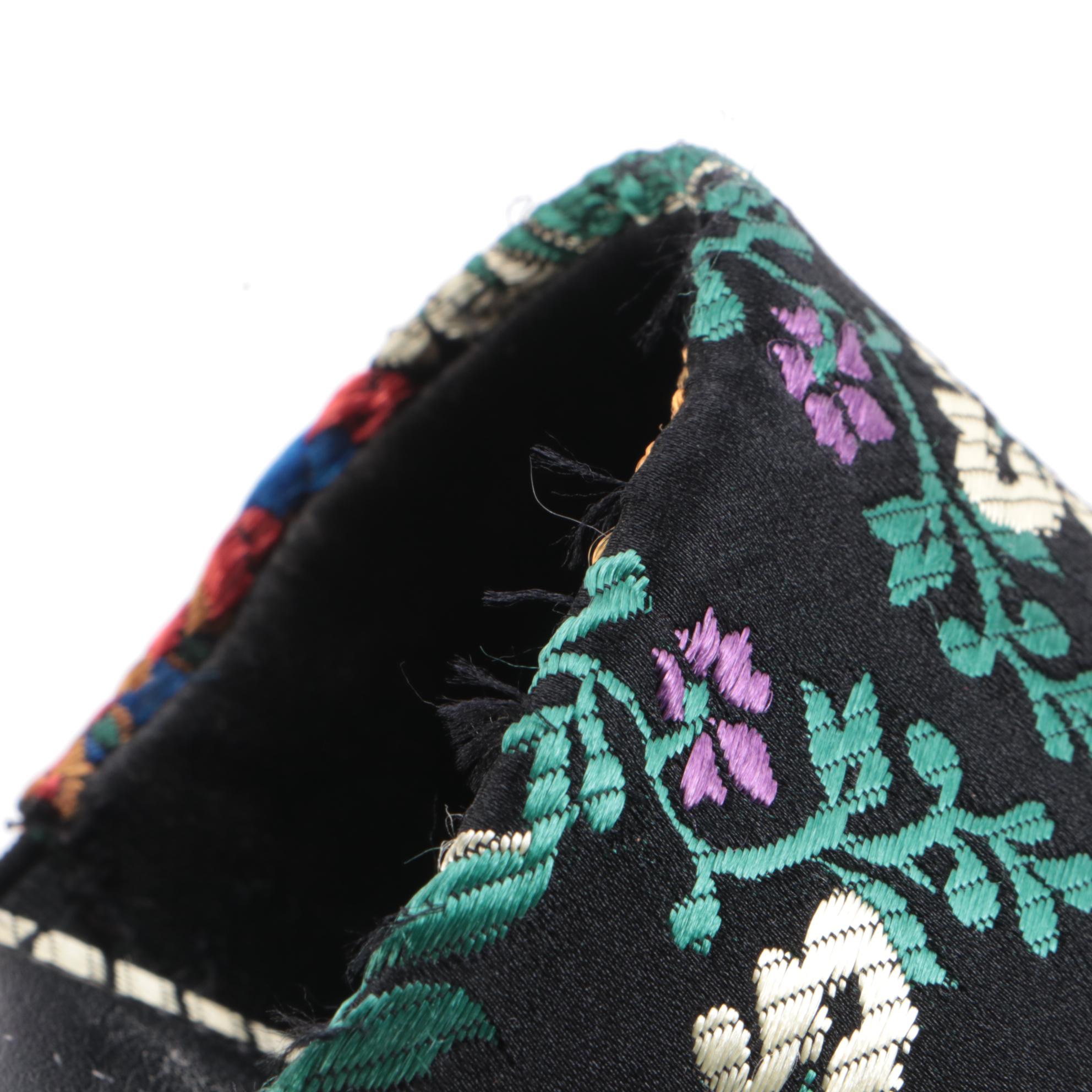 Alexander Wang Avery Flocked Suede and Christian Siriano Brocade Mules