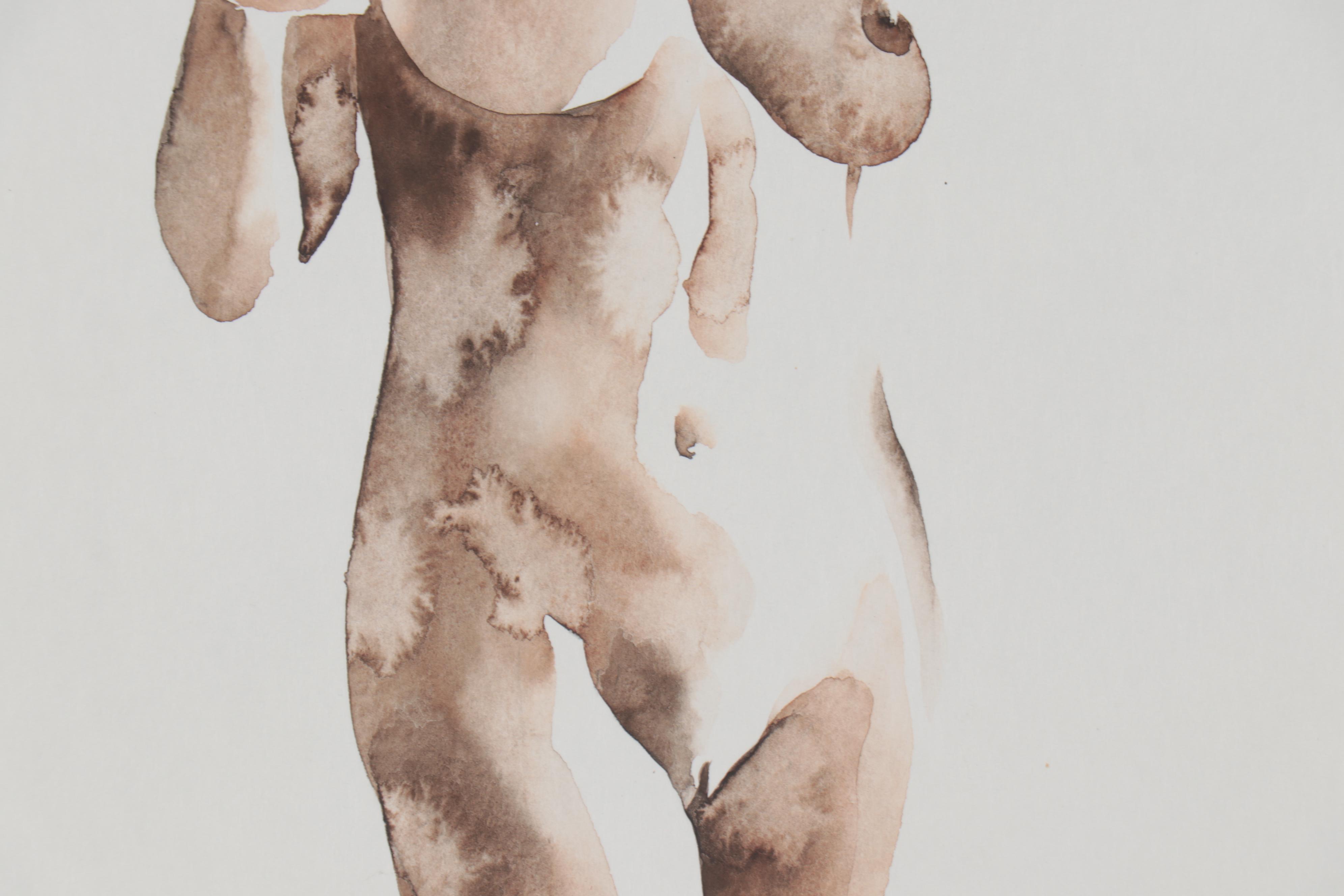 Anastasija Serdnova Watercolor Painting of Standing Nude, 2020