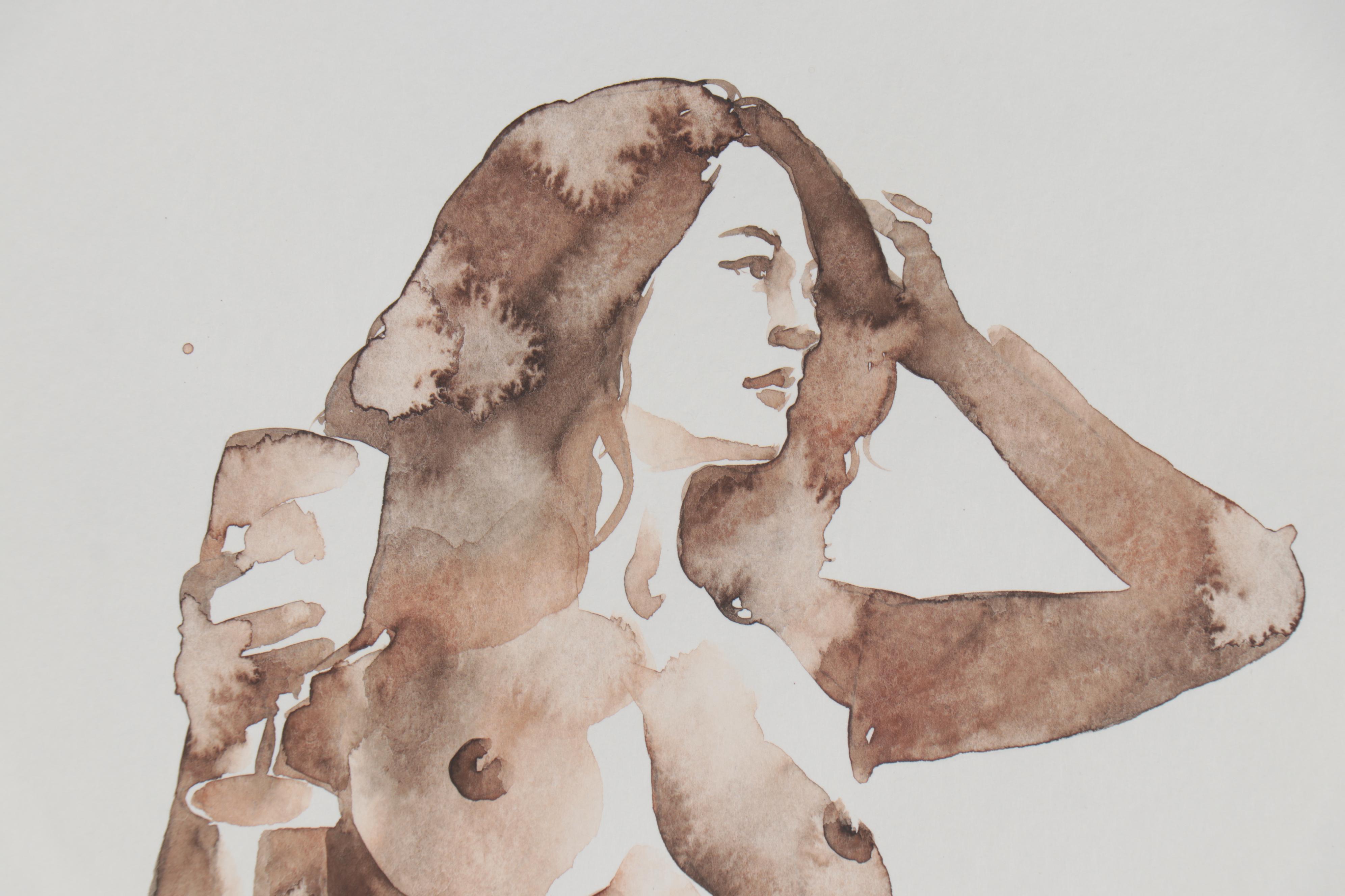 Anastasija Serdnova Watercolor Painting of Standing Nude, 2020
