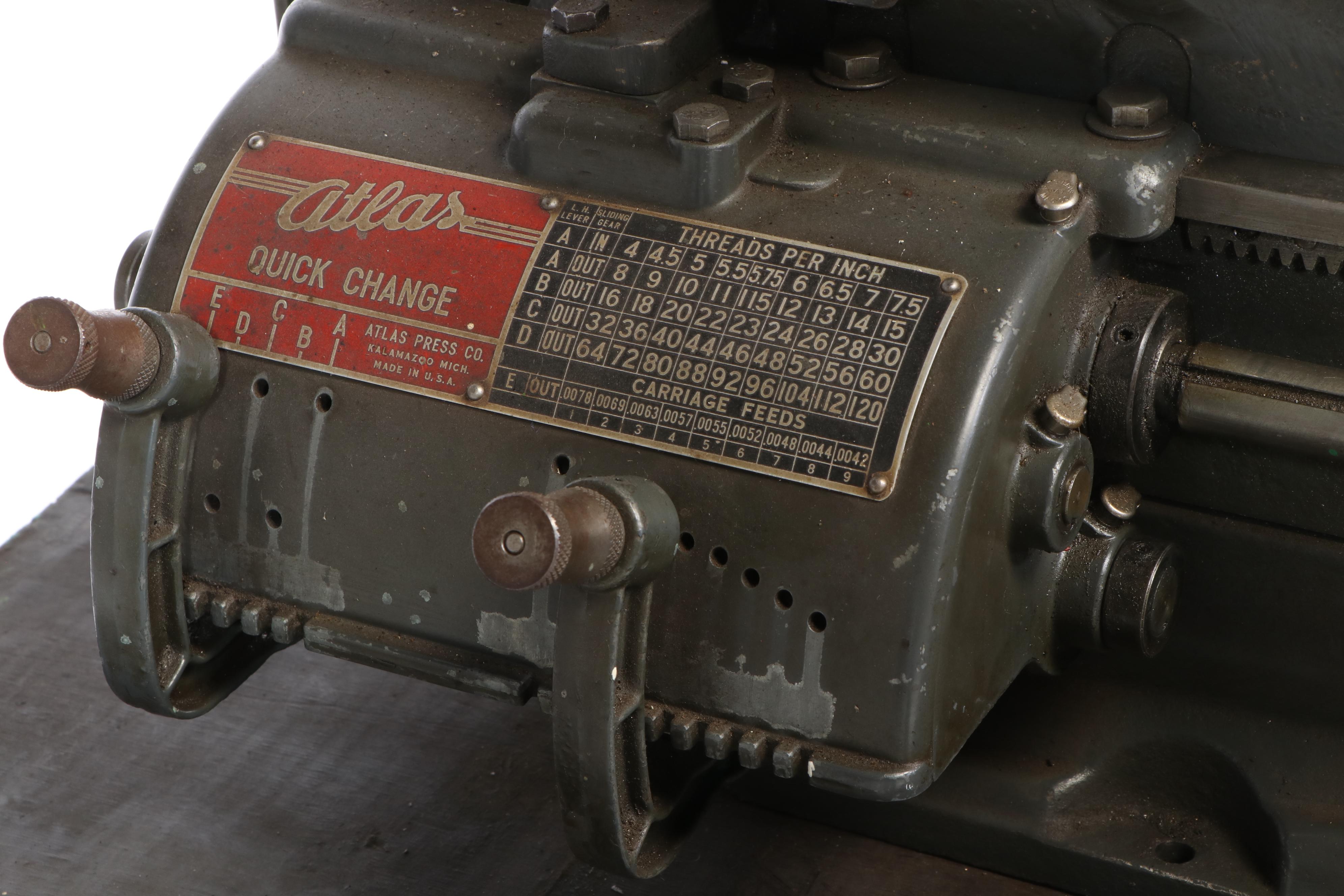 Atlas Lathe, Workbench and Craftsman Table Saw with Various Hand Tools