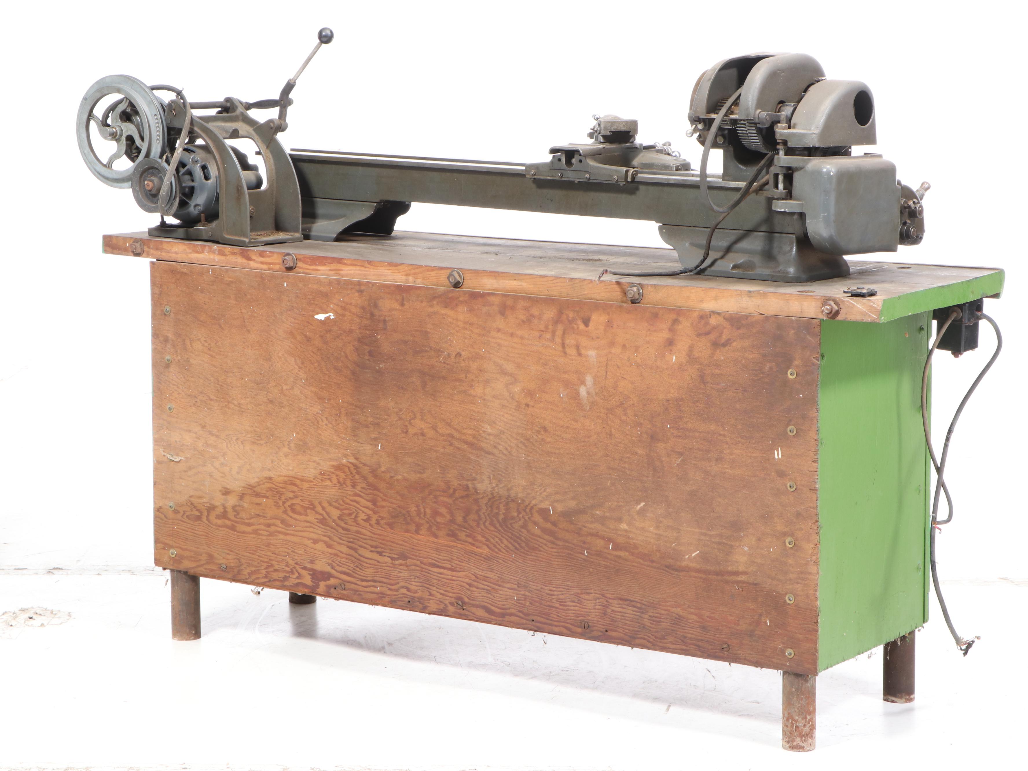 Atlas Lathe, Workbench and Craftsman Table Saw with Various Hand Tools
