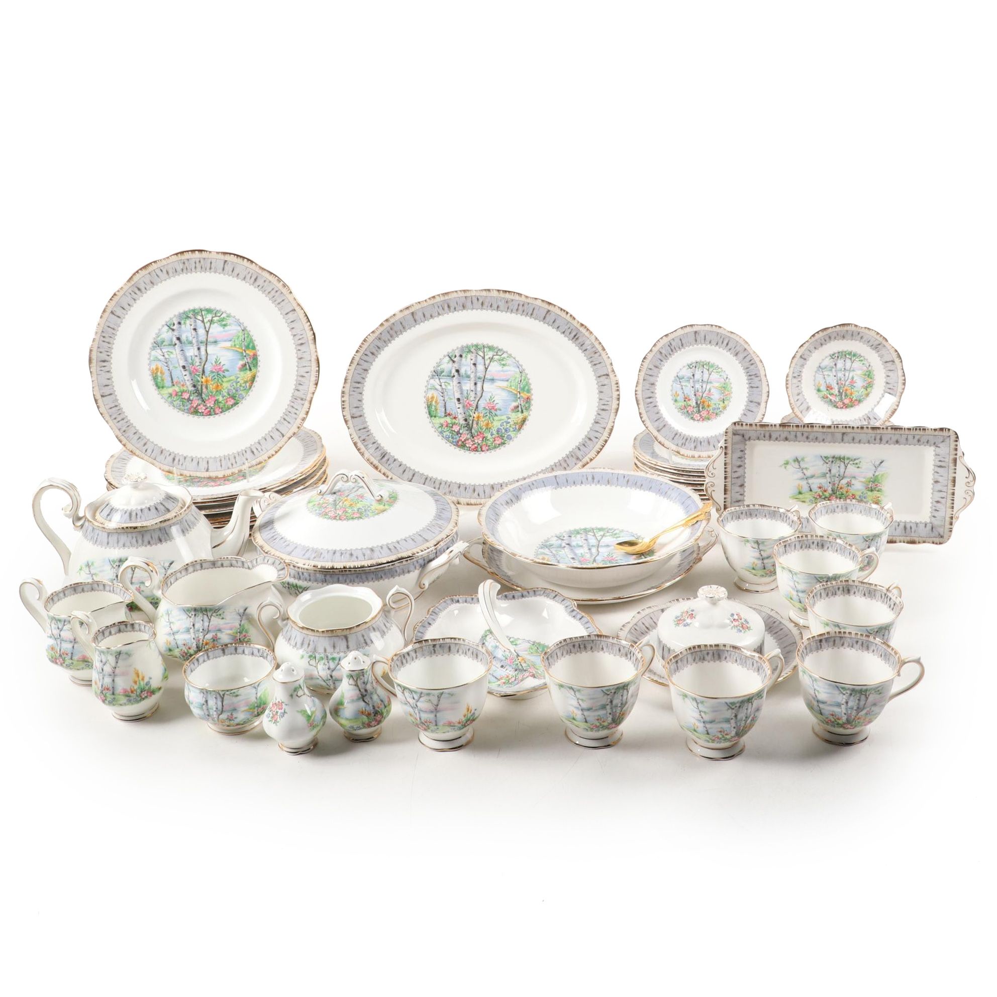 Royal Albert "Silver Birch" Bone China Dinnerware, 1975–1997