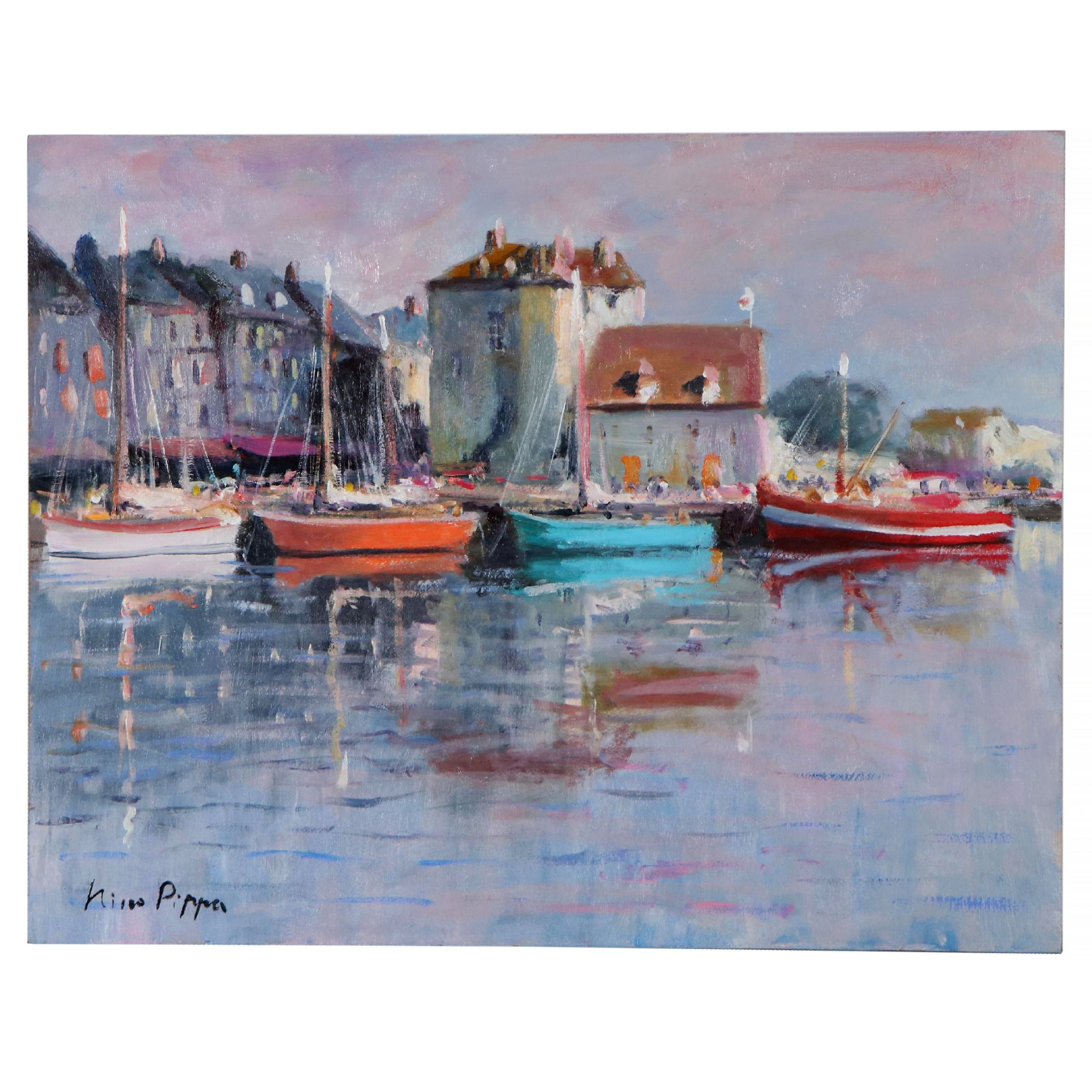 Nino Pippa Oil Painting "Normandy- Honfleur Mid-Summer," 2009