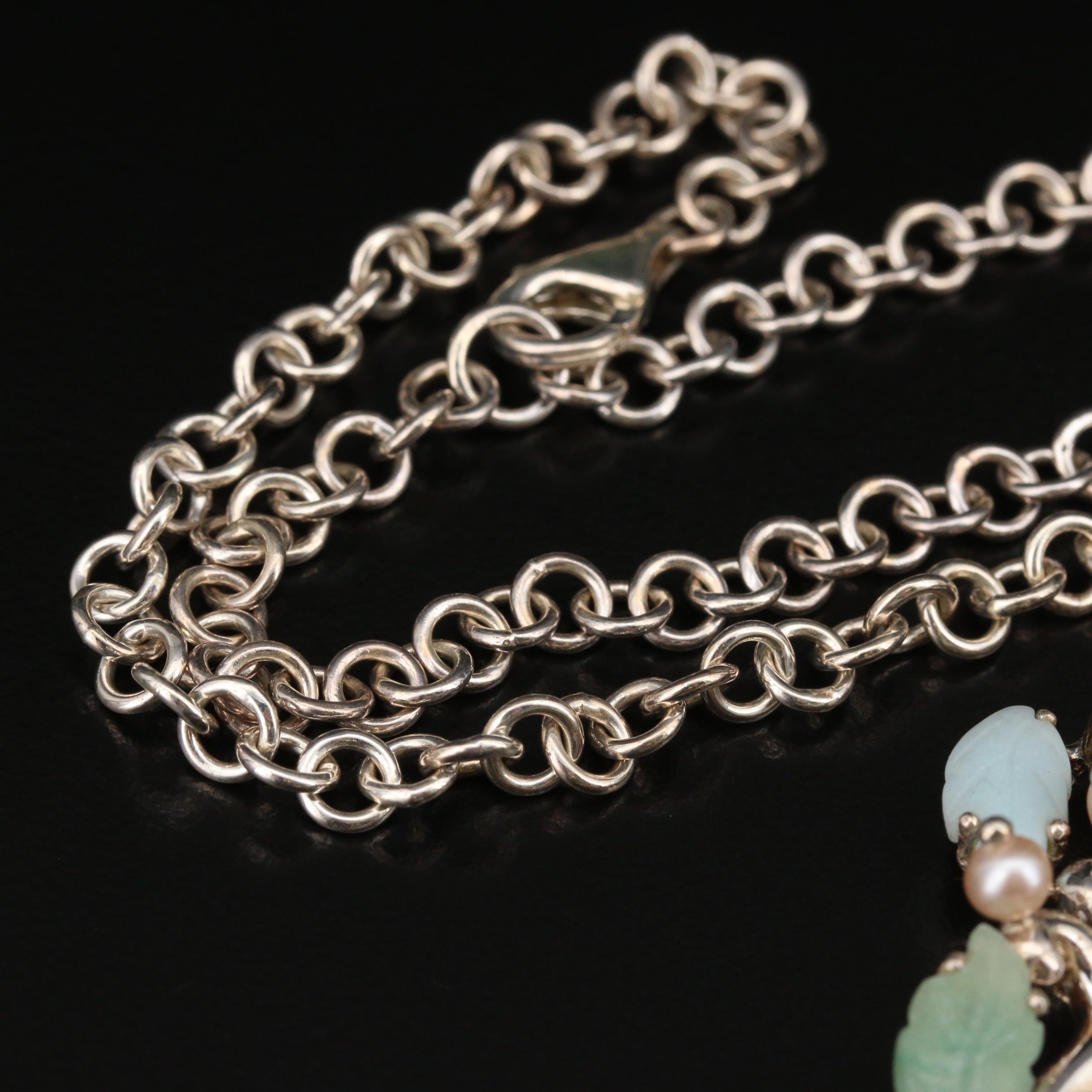 Whitney Kelly Sterling Silver Mother of Pearl and Amazonite Foliate Necklace