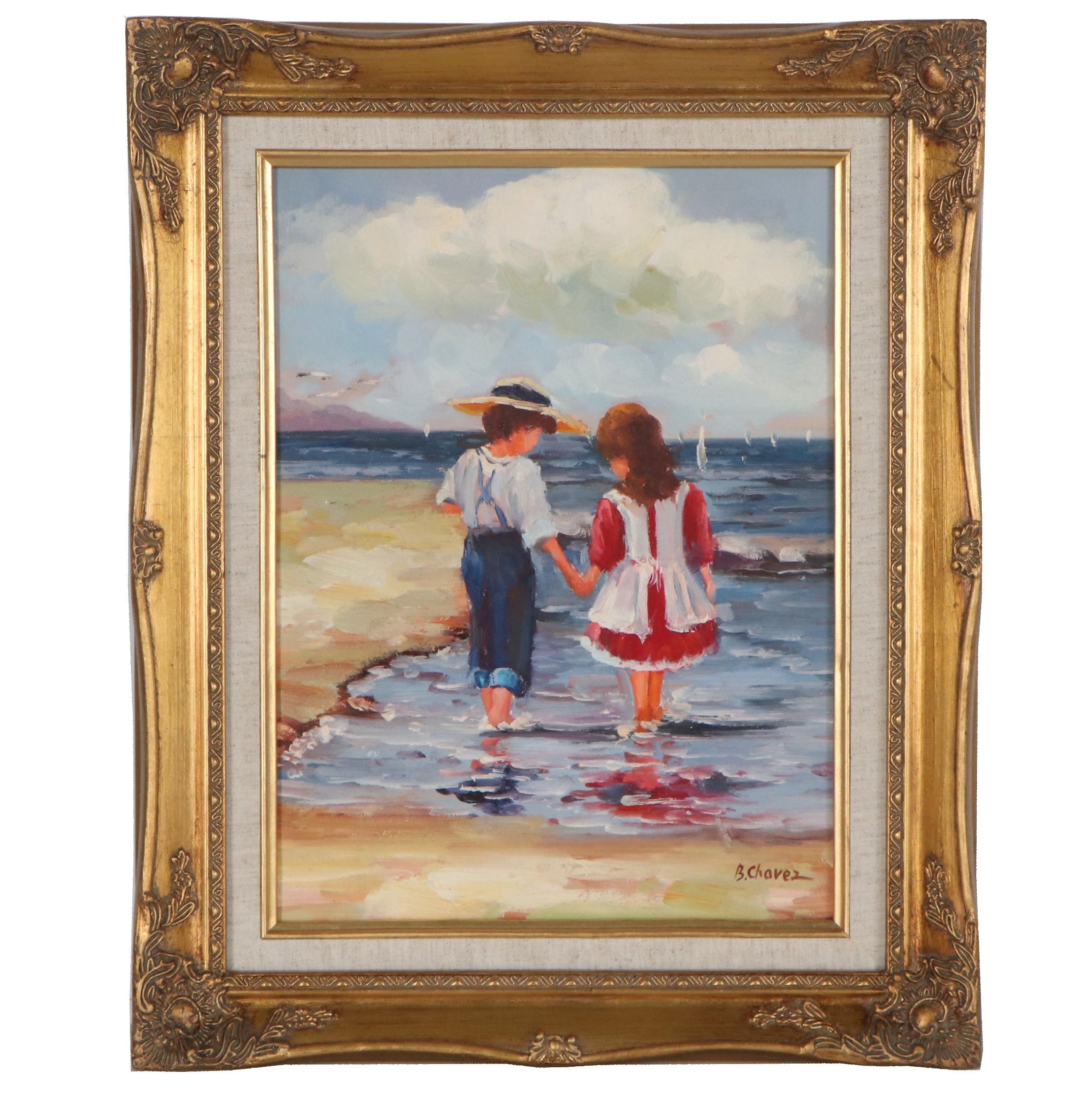 Oil Painting after Christa Kieffer "Holding Hands at the Beach"