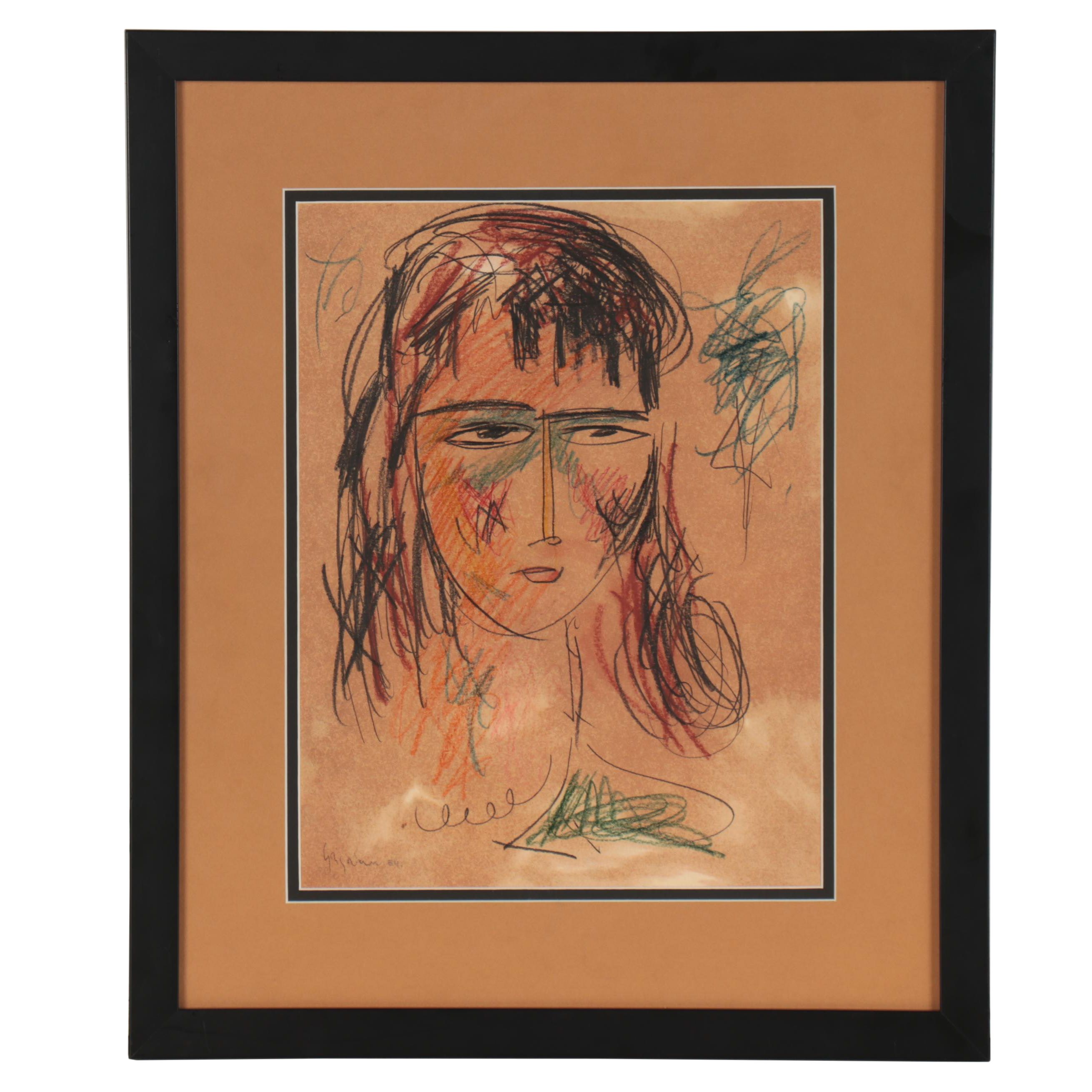 Marcos Grigorian Abstract Colored Pencil Portait, 1954