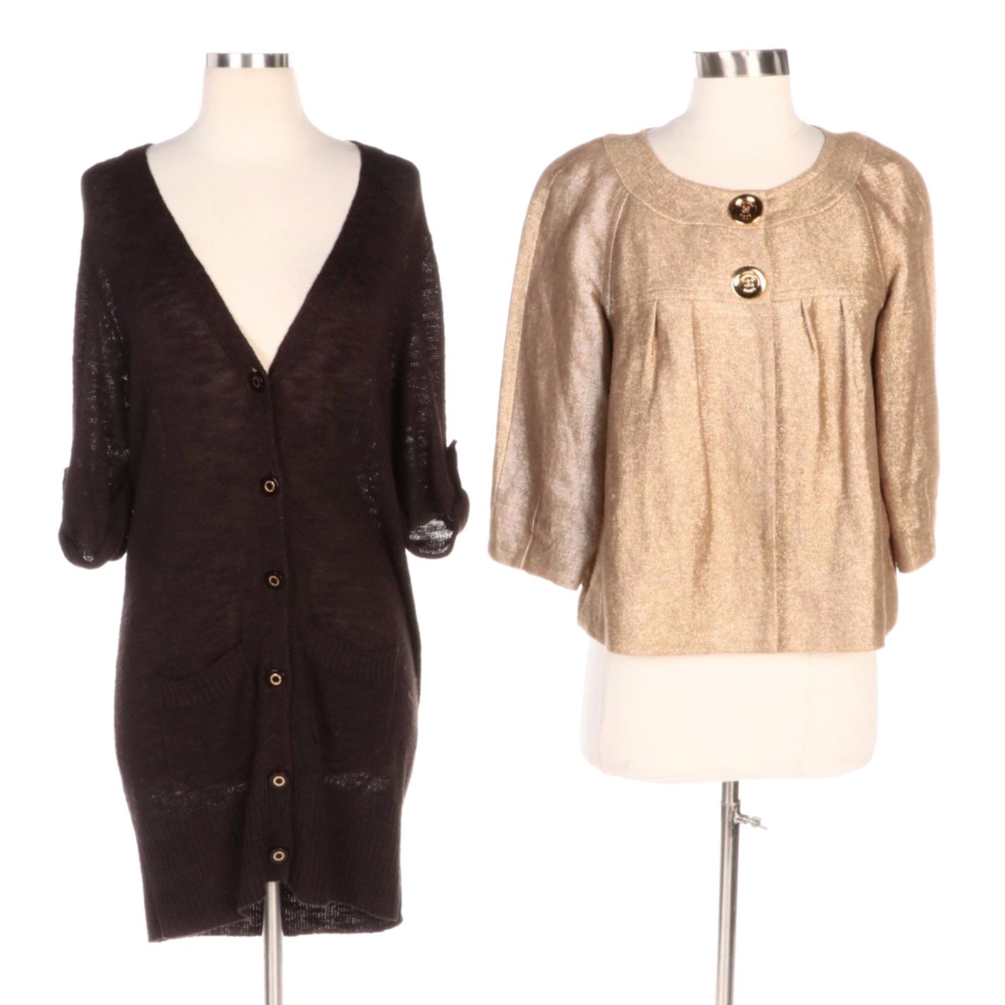 Tory Burch Knit Cardigan and MICHAEL Michael Kors Metallic Jacket