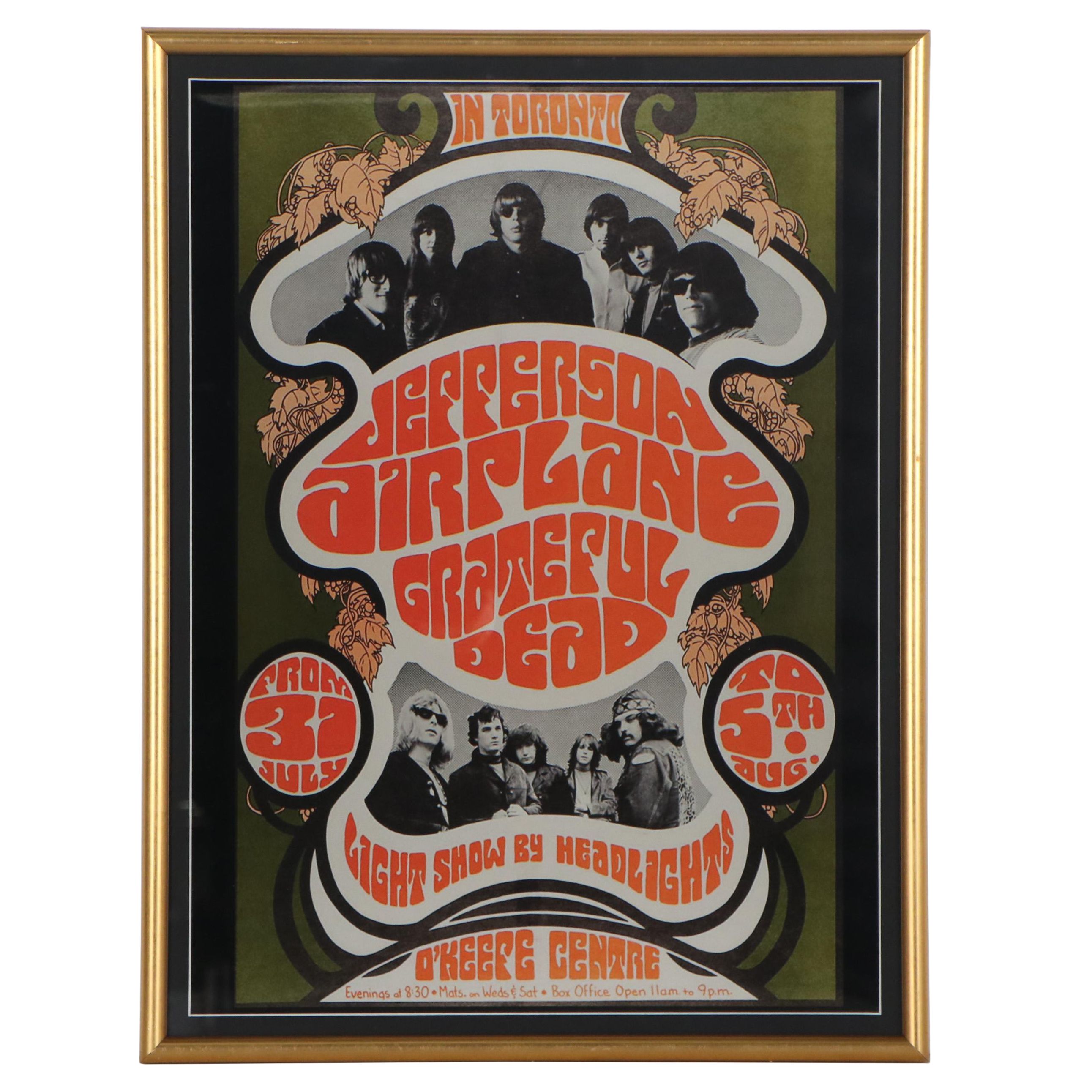 Jefferson Airplane and Grateful Dead Reproduction Toronto Concert Poster