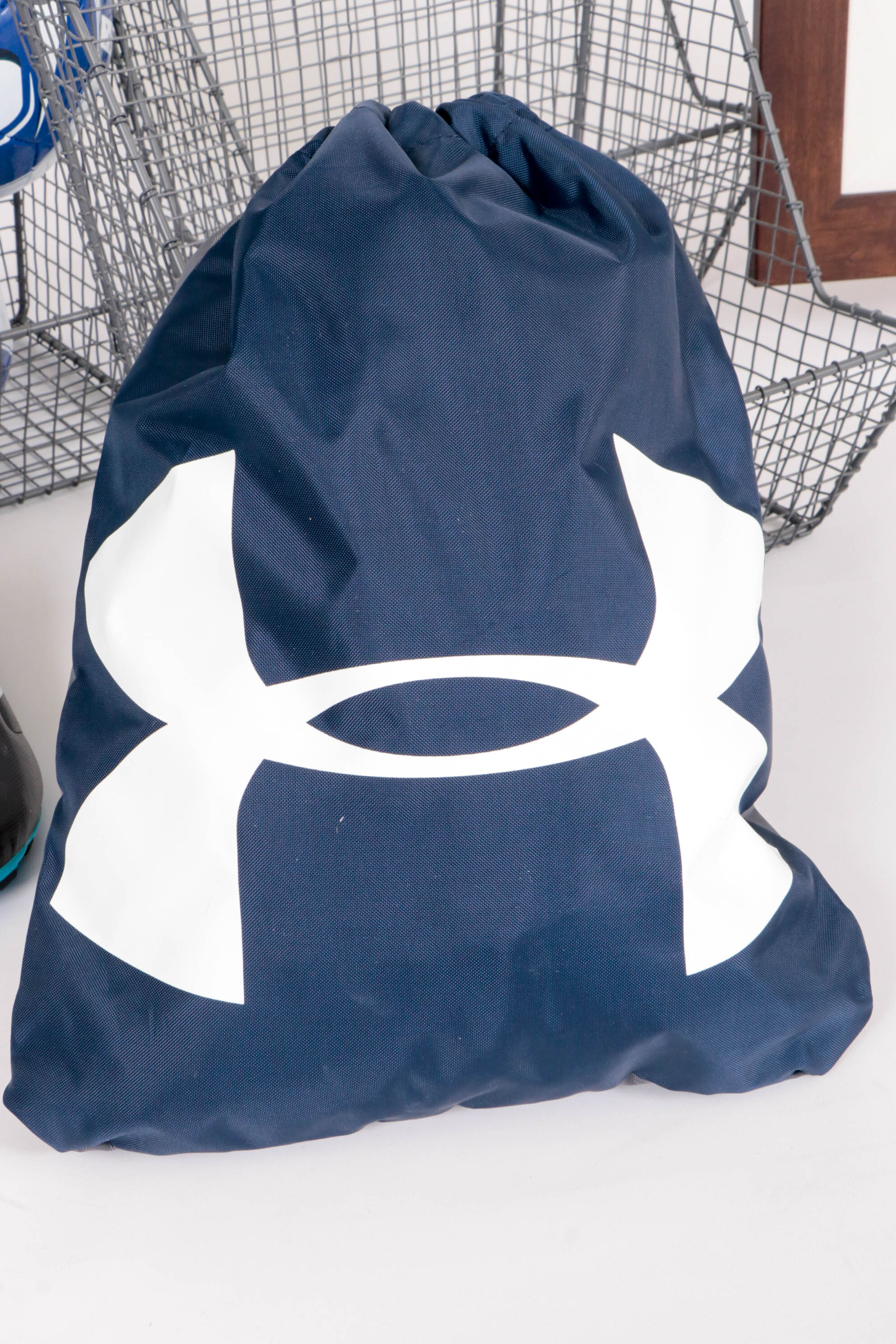 Under Armour Vinyl Backpack, Mesh Wall Baskets and Soccer Equipment