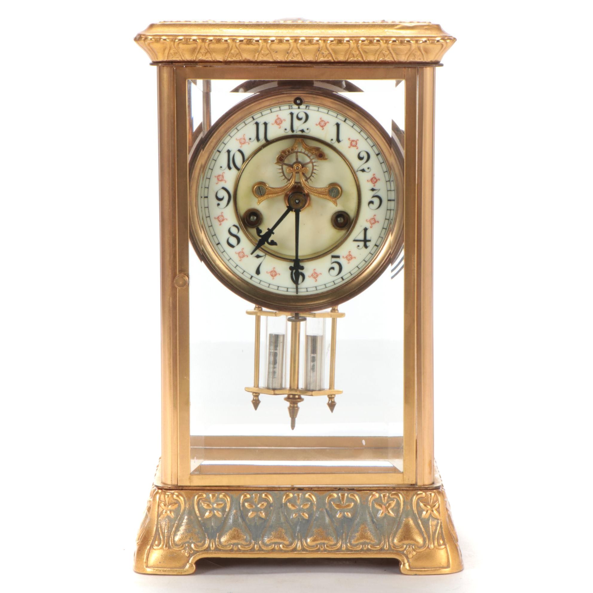 Waterbury Clock Co. Brass Mantel Clock,  Early 20th Century