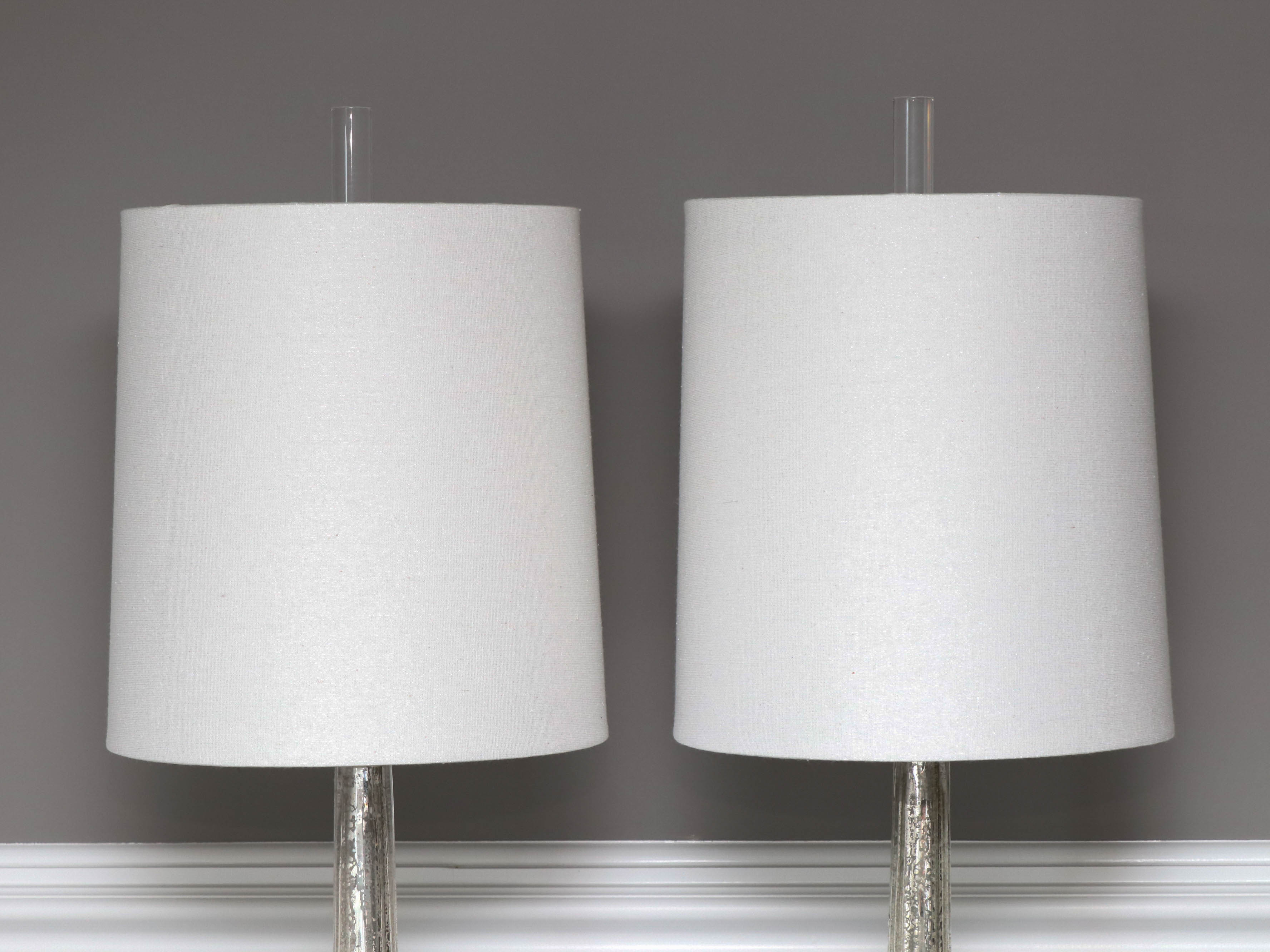 Mercury Glass Style Teardrop Table Lamps with Fabric Shades