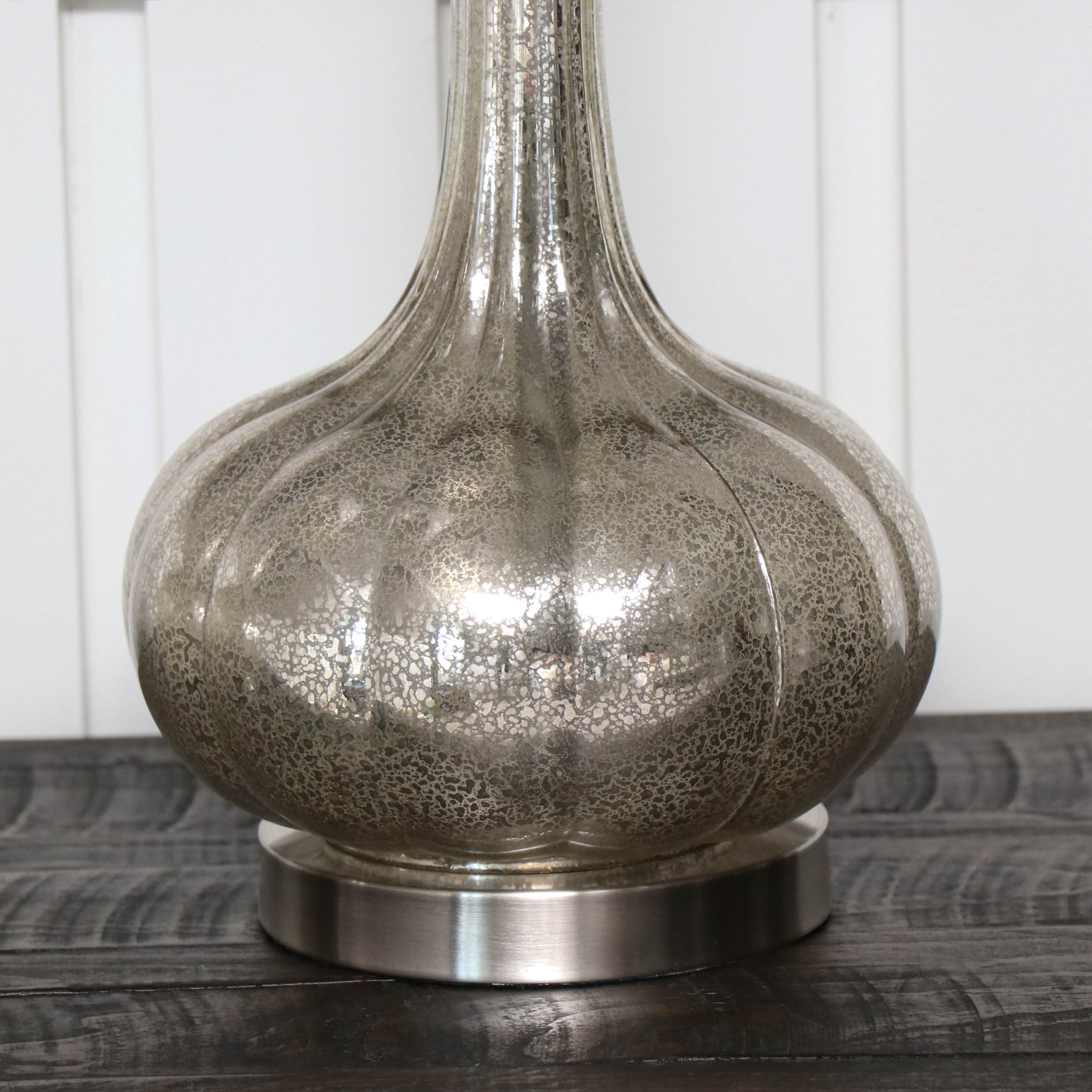 Mercury Glass Style Teardrop Table Lamps with Fabric Shades