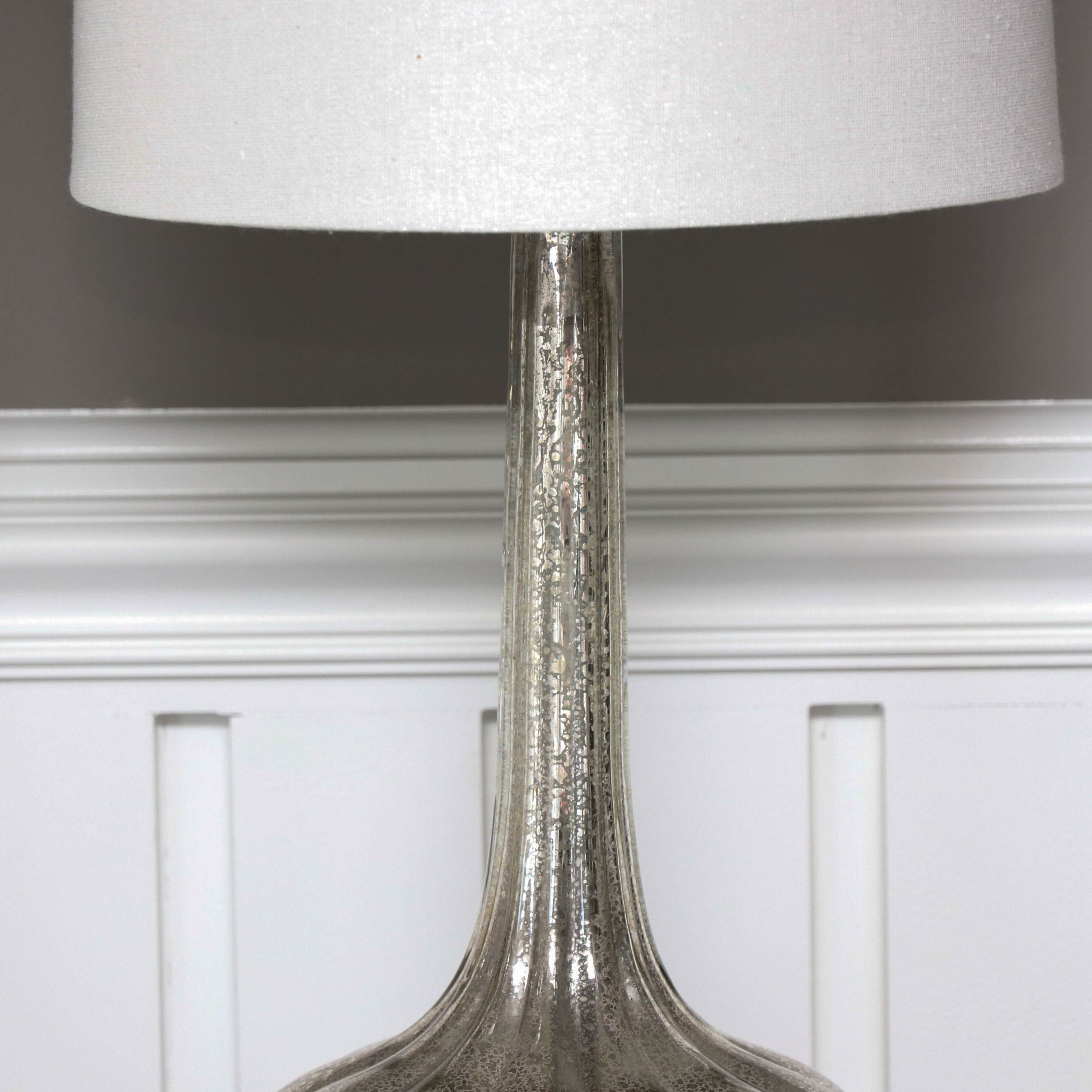 Mercury Glass Style Teardrop Table Lamps with Fabric Shades