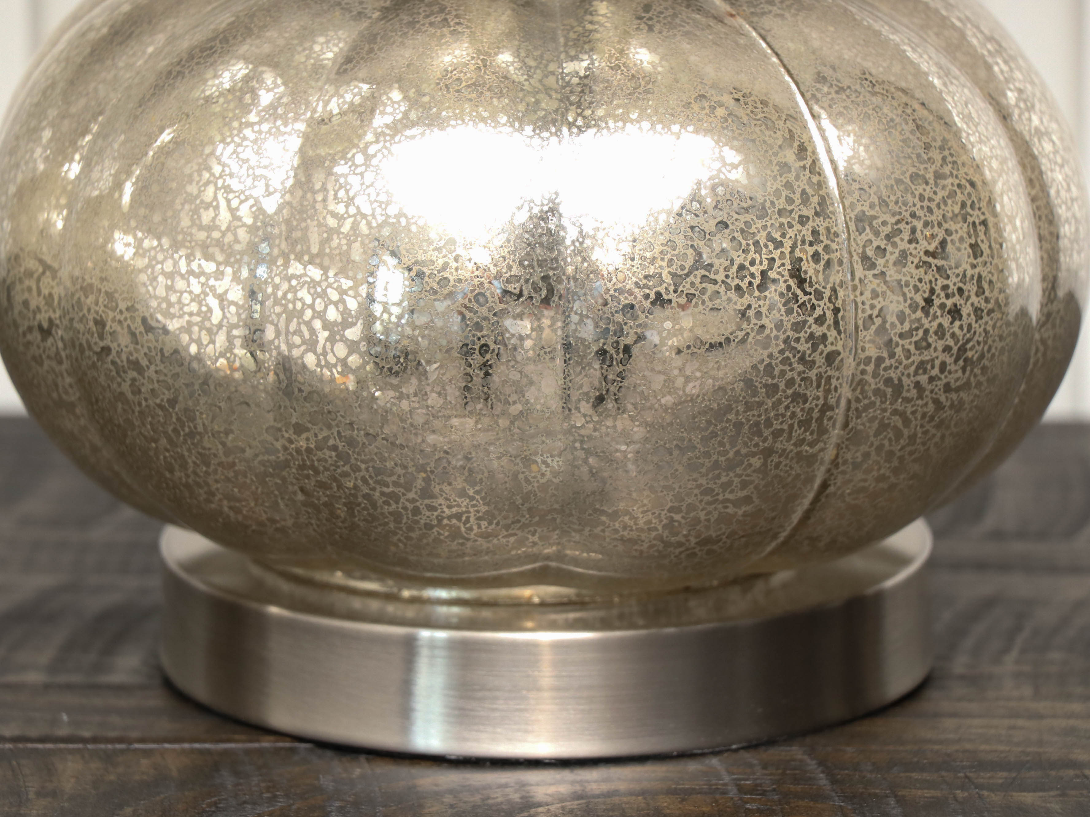 Mercury Glass Style Teardrop Table Lamps with Fabric Shades