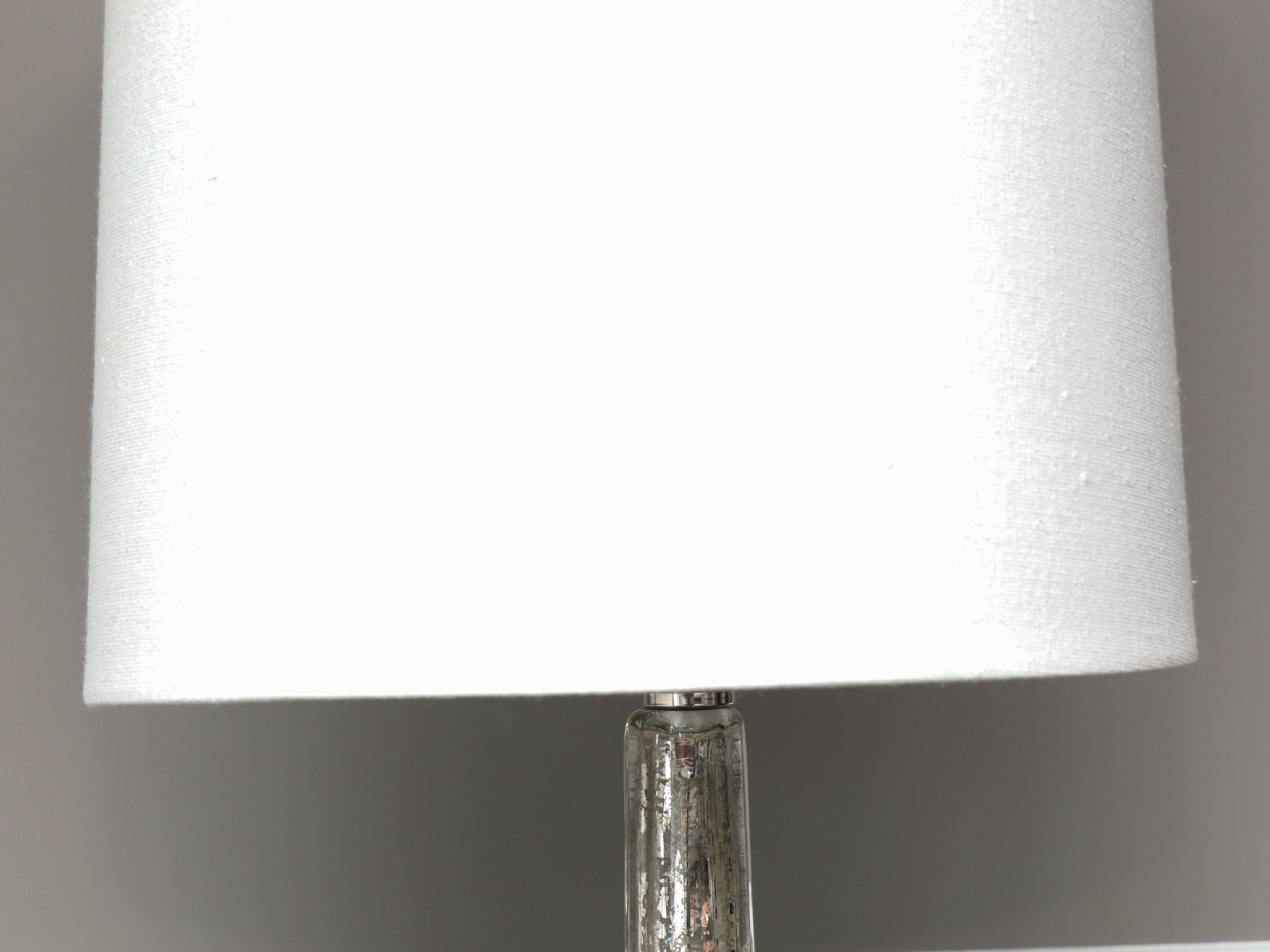 Mercury Glass Style Teardrop Table Lamps with Fabric Shades