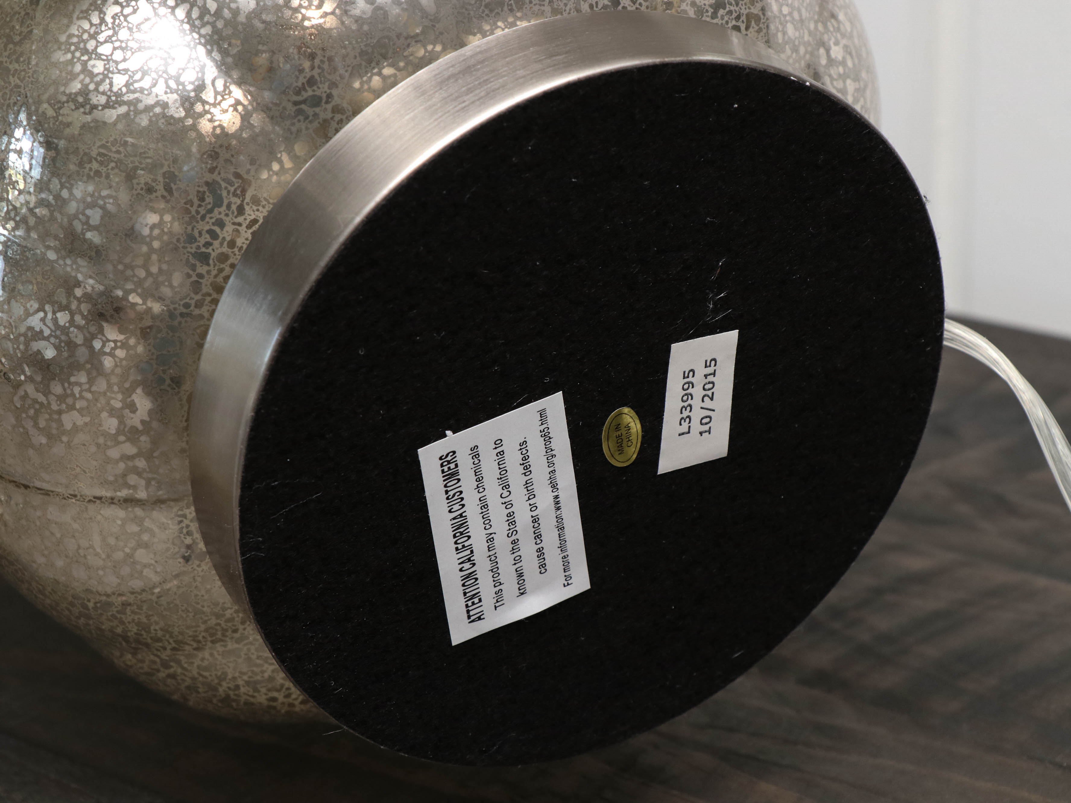 Mercury Glass Style Teardrop Table Lamps with Fabric Shades