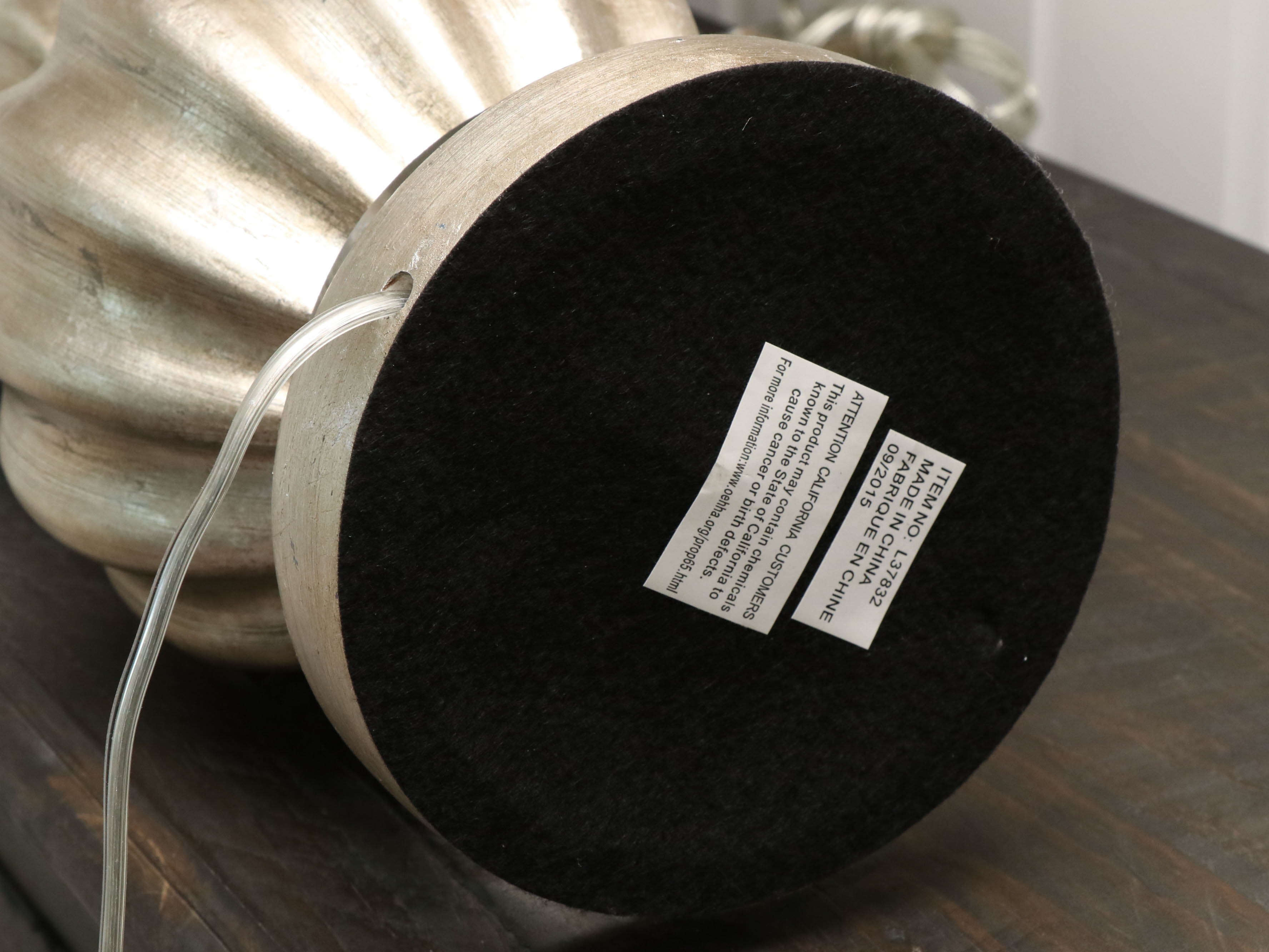 Satin Painted Gourd Table Lamps with Fabric Drum Shades