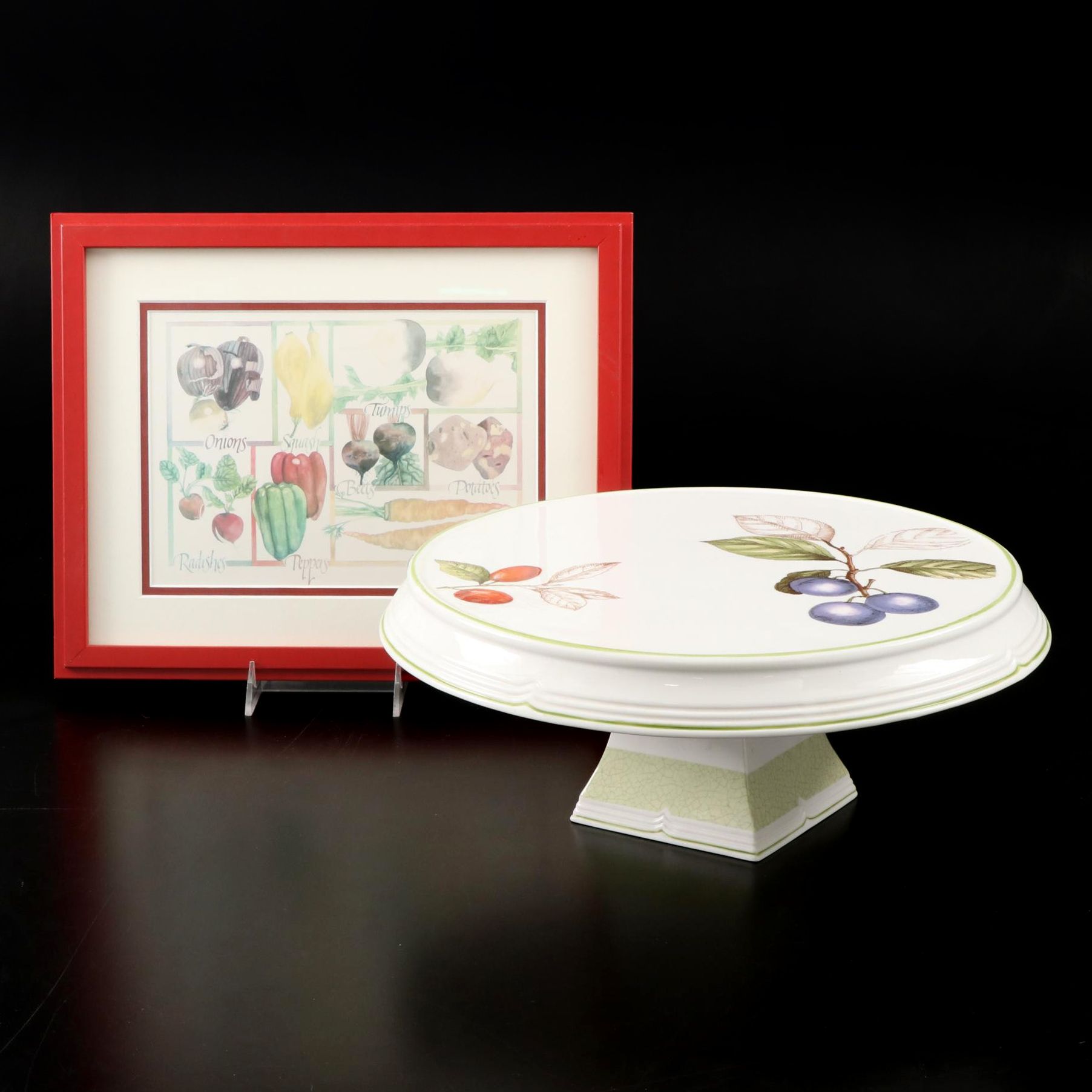 Villeroy & Boch "French Garden Fleurence" Cake Plate and S. Nolin Numbered Print