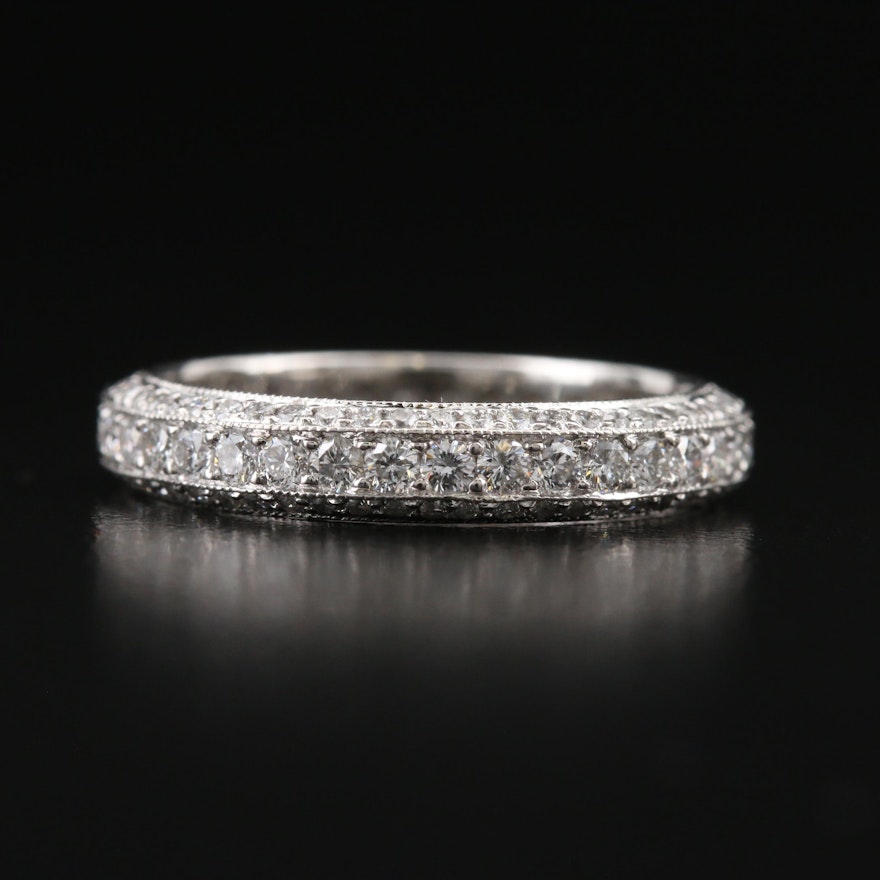 Platinum 1.47 CTW Diamond Beveled Edge Eternity Band