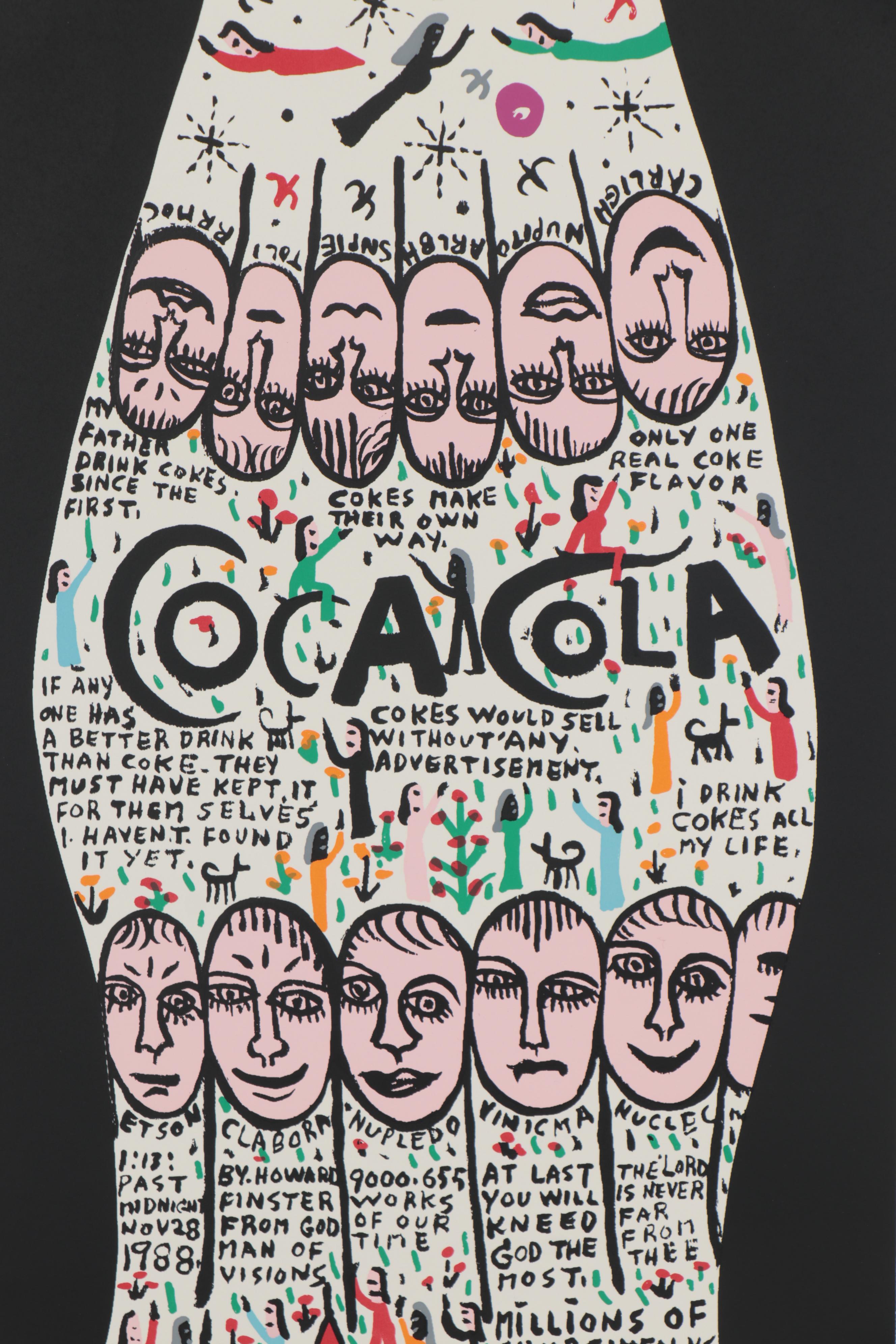 Howard Finster Serigraph of Coca-Cola Bottle, Late 20th Century