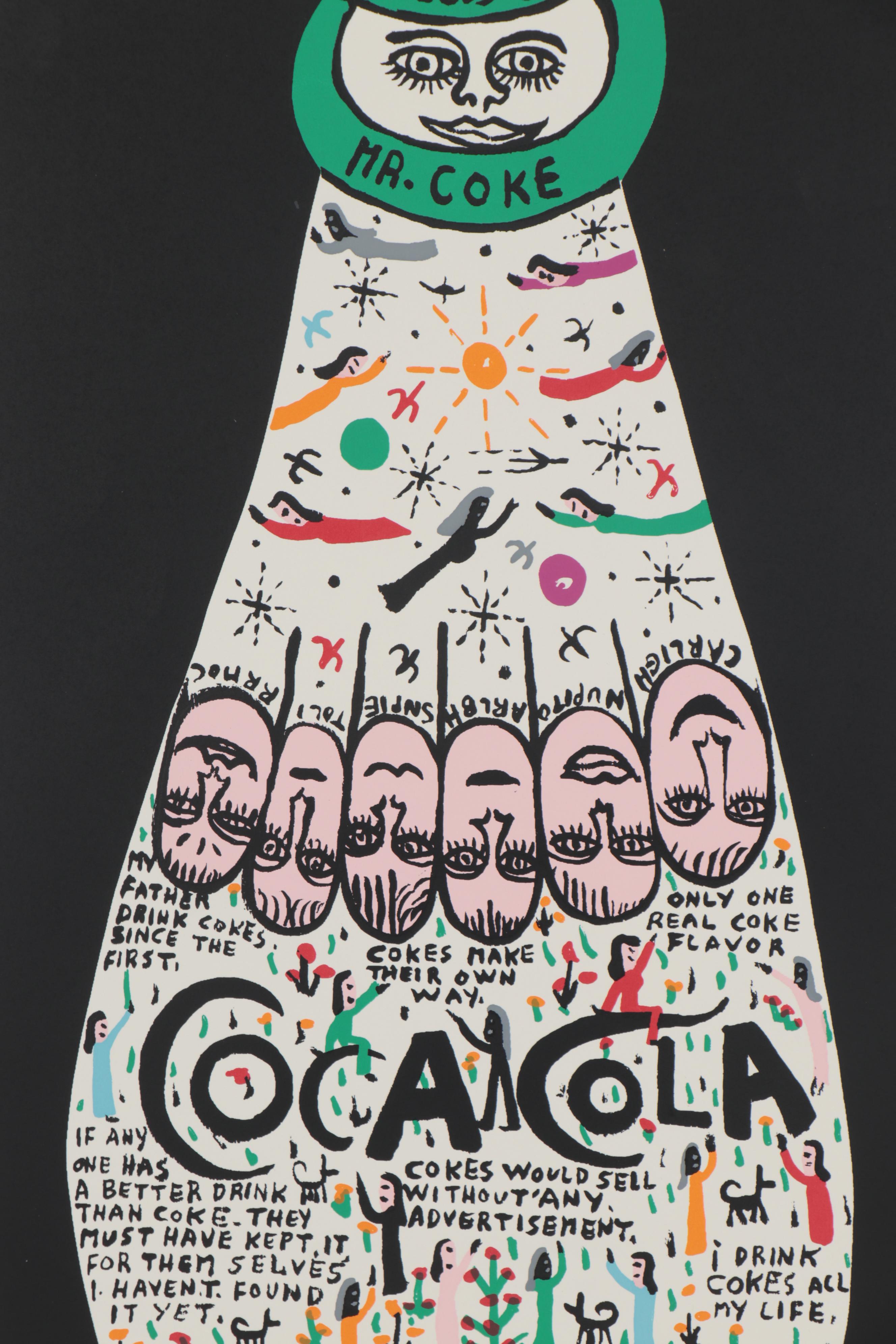 Howard Finster Serigraph of Coca-Cola Bottle, Late 20th Century