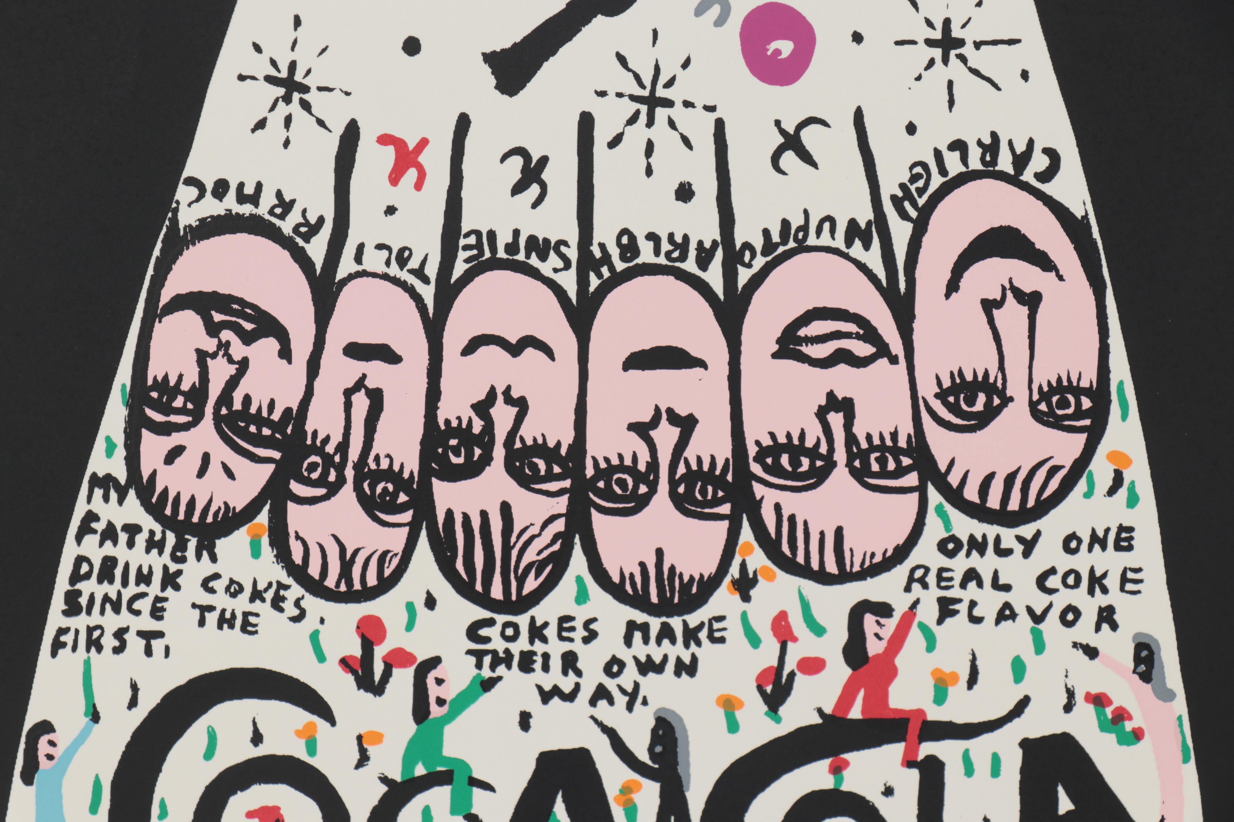 Howard Finster Serigraph of Coca-Cola Bottle, Late 20th Century