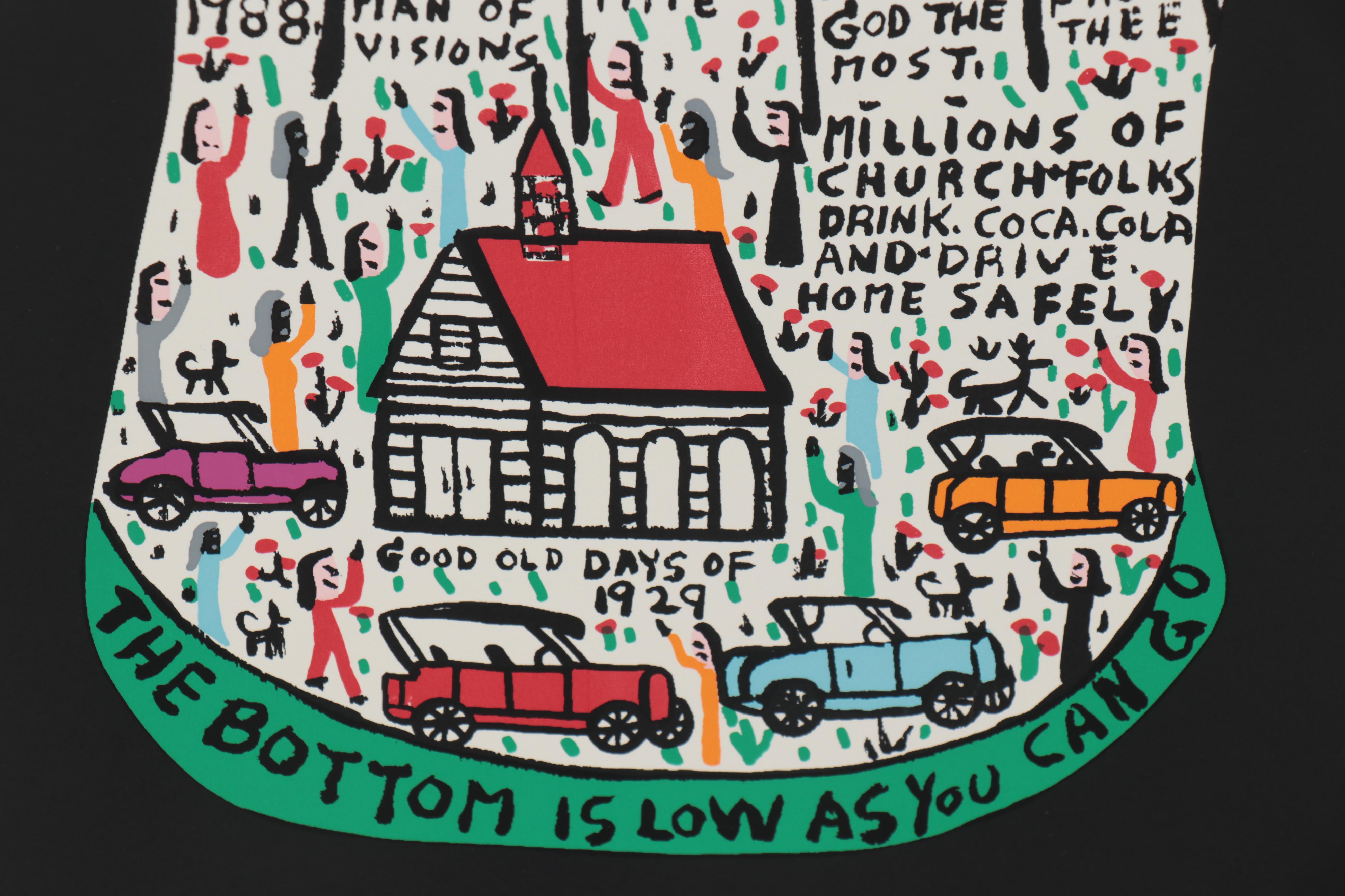 Howard Finster Serigraph of Coca-Cola Bottle, Late 20th Century