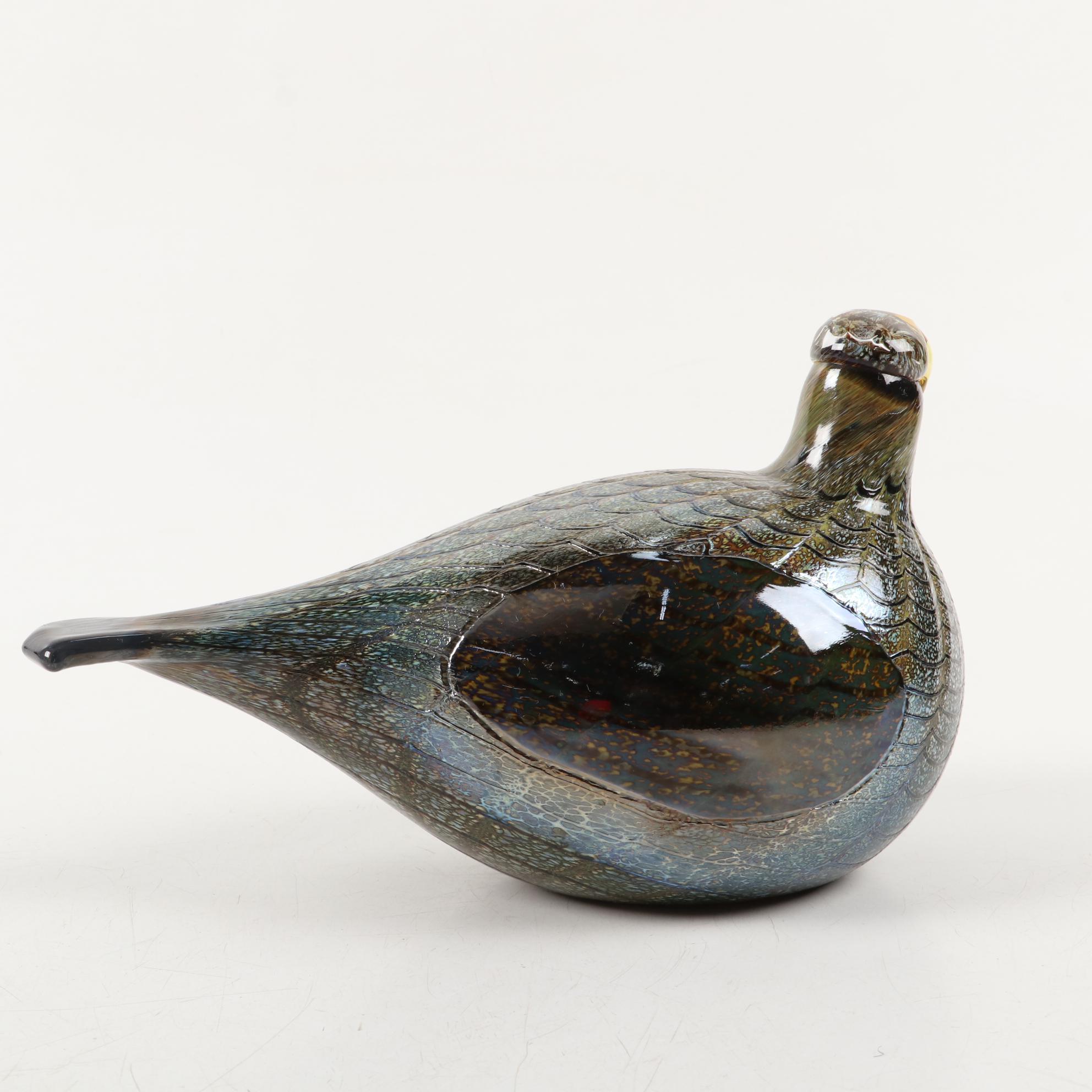 Iittala Oiva Toikka Koppelo Art Glass Wood Grouse Figurine