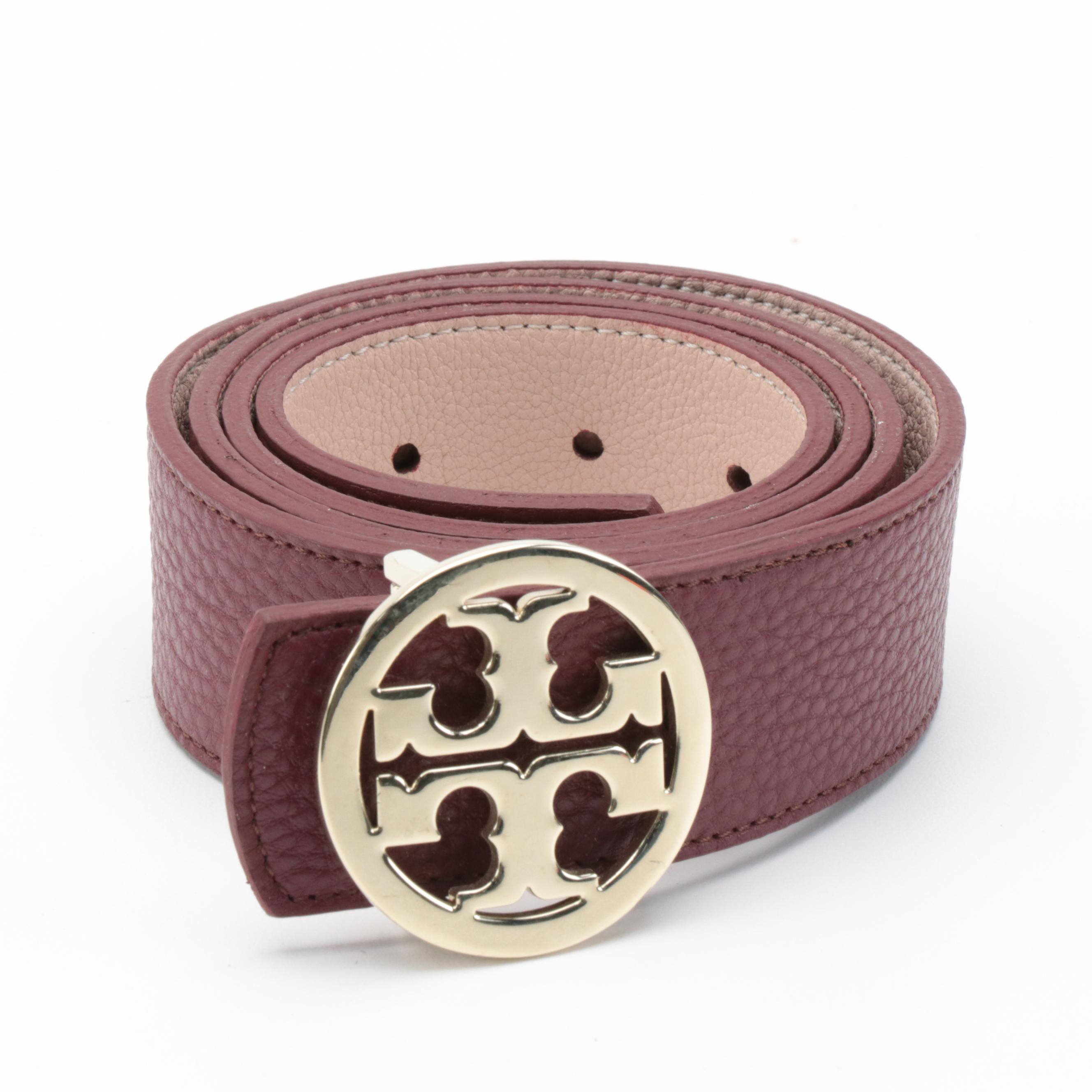 Tory Burch Burgundy and Black Leather Belts