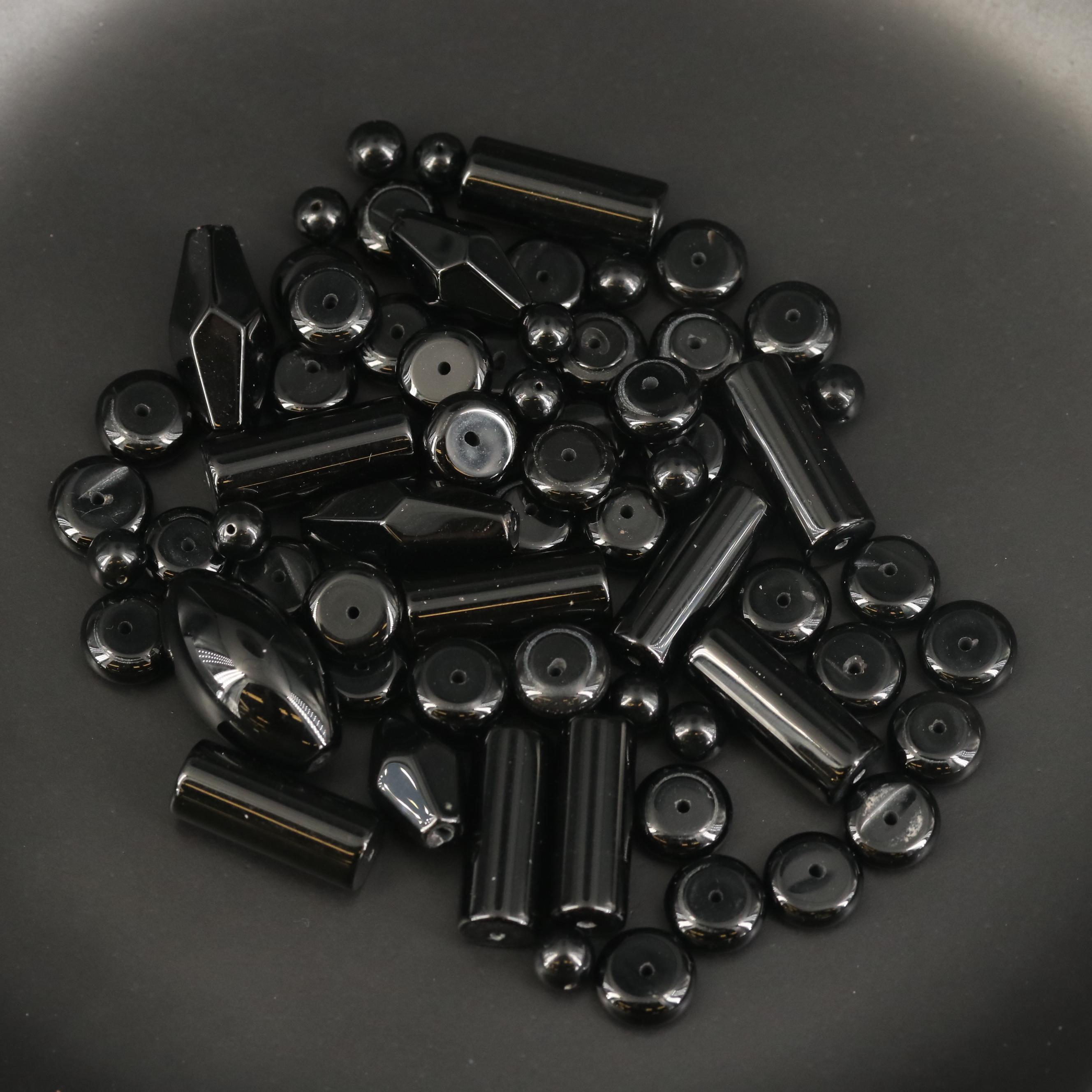Loose Black Onyx and Glass