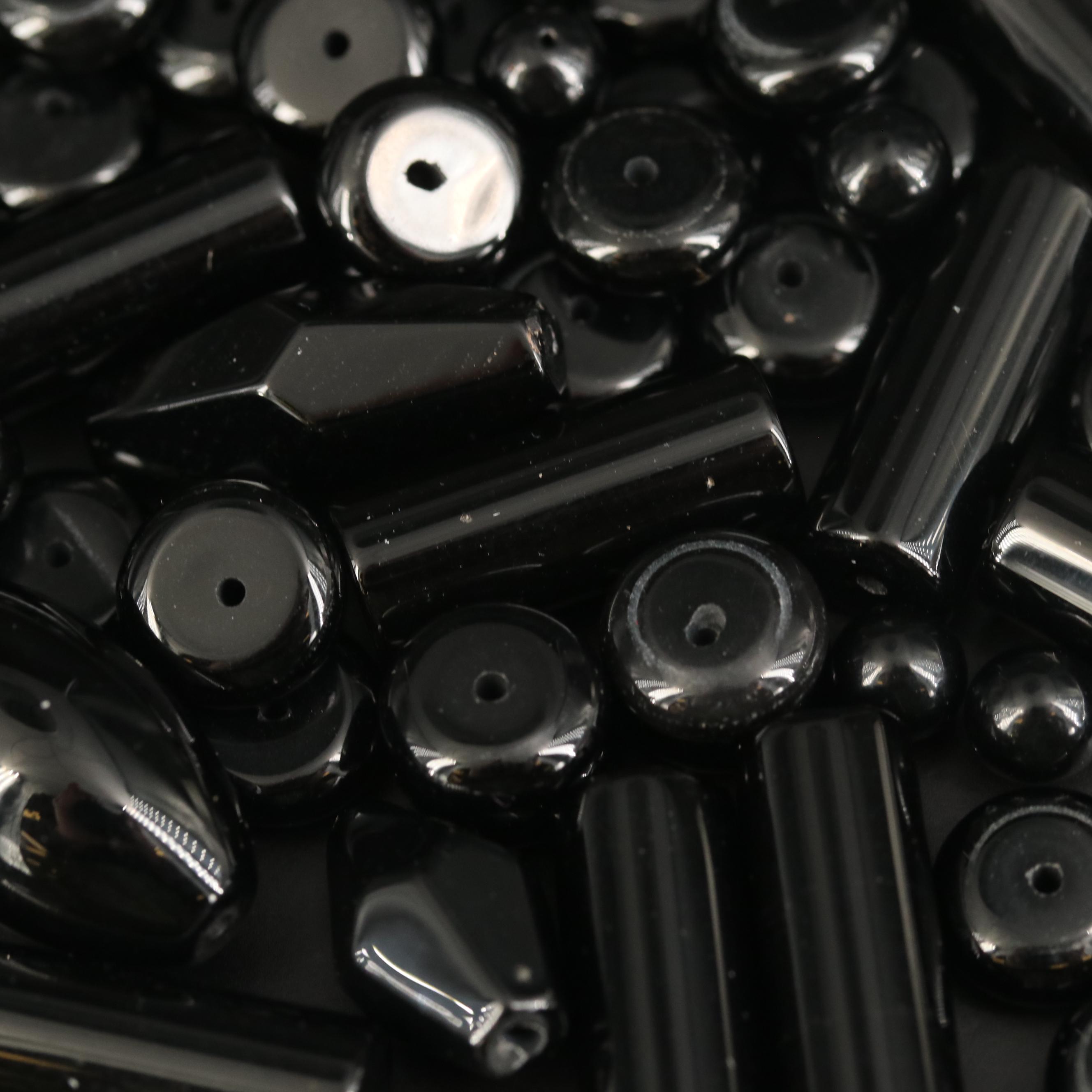 Loose Black Onyx and Glass