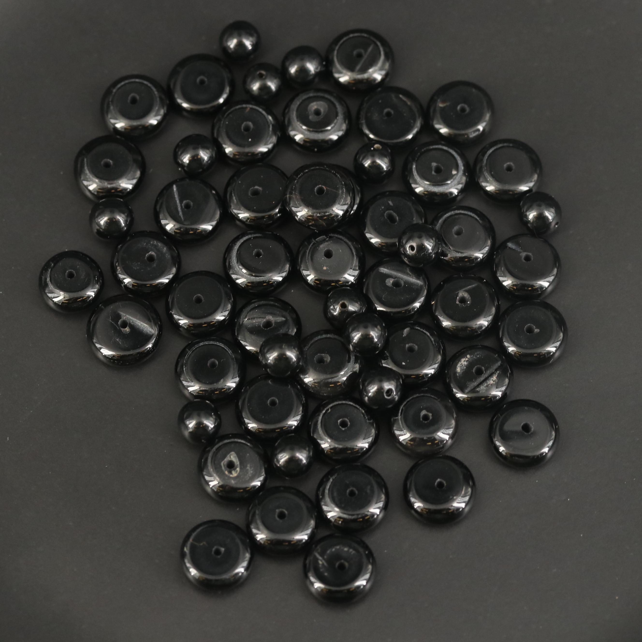 Loose Black Onyx and Glass