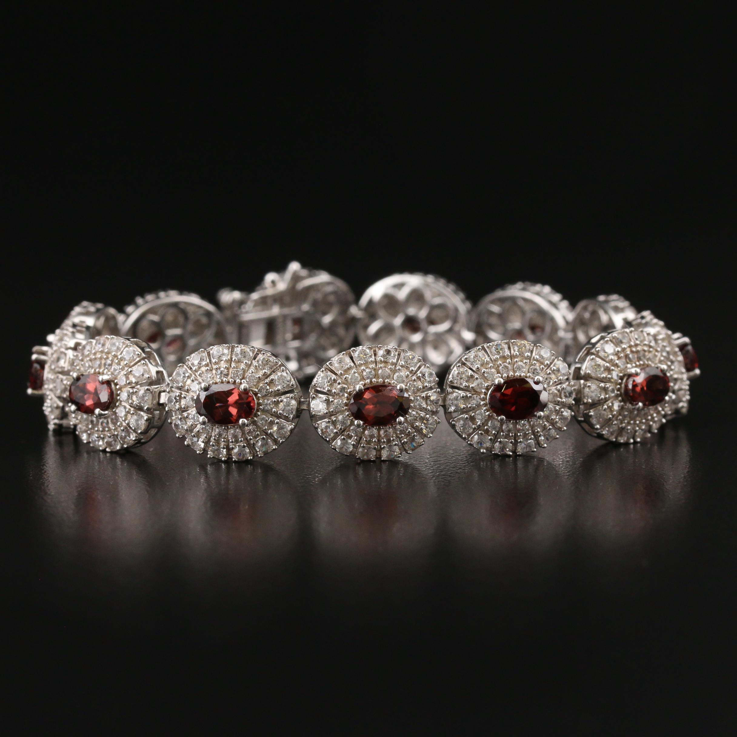 Sterling Silver Gemstone Line Bracelets Including Topaz