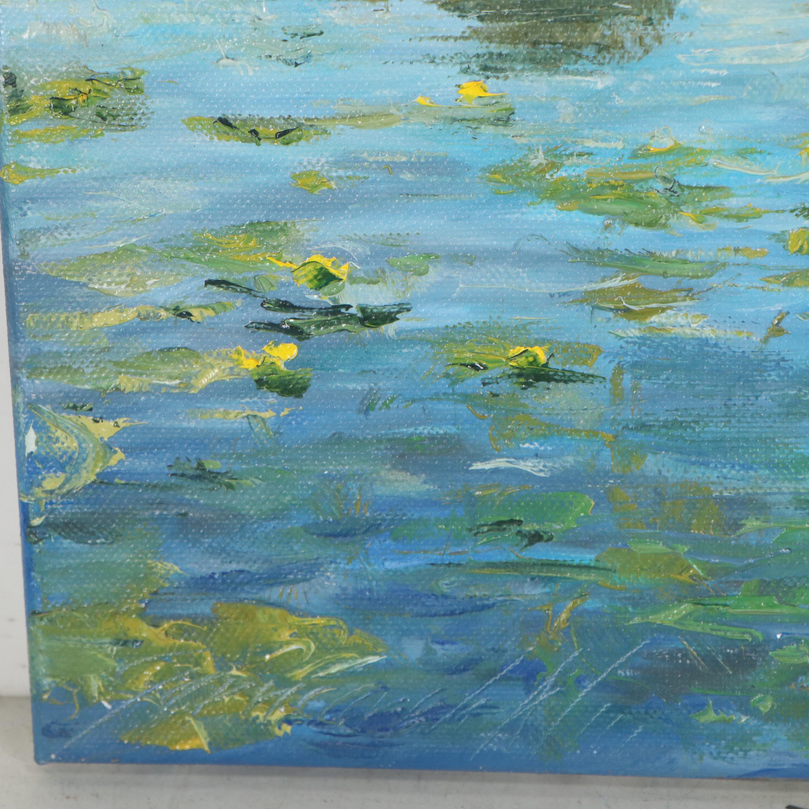 Garncarek Aleksander Landscape Oil Painting "Na Stawie," 2021