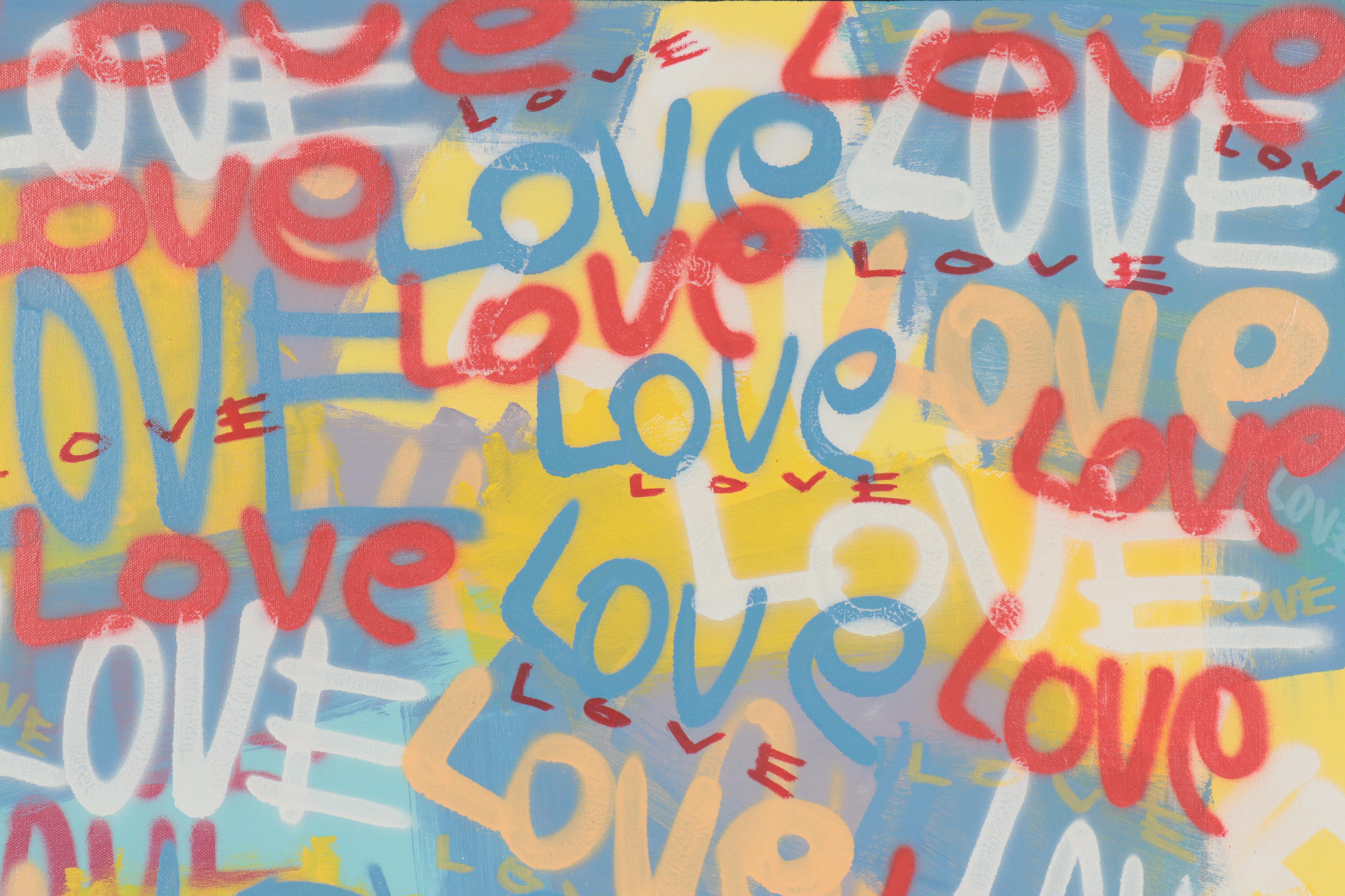 R.C. Raynor Graffiti Style Mixed Media Painting, 21st Century