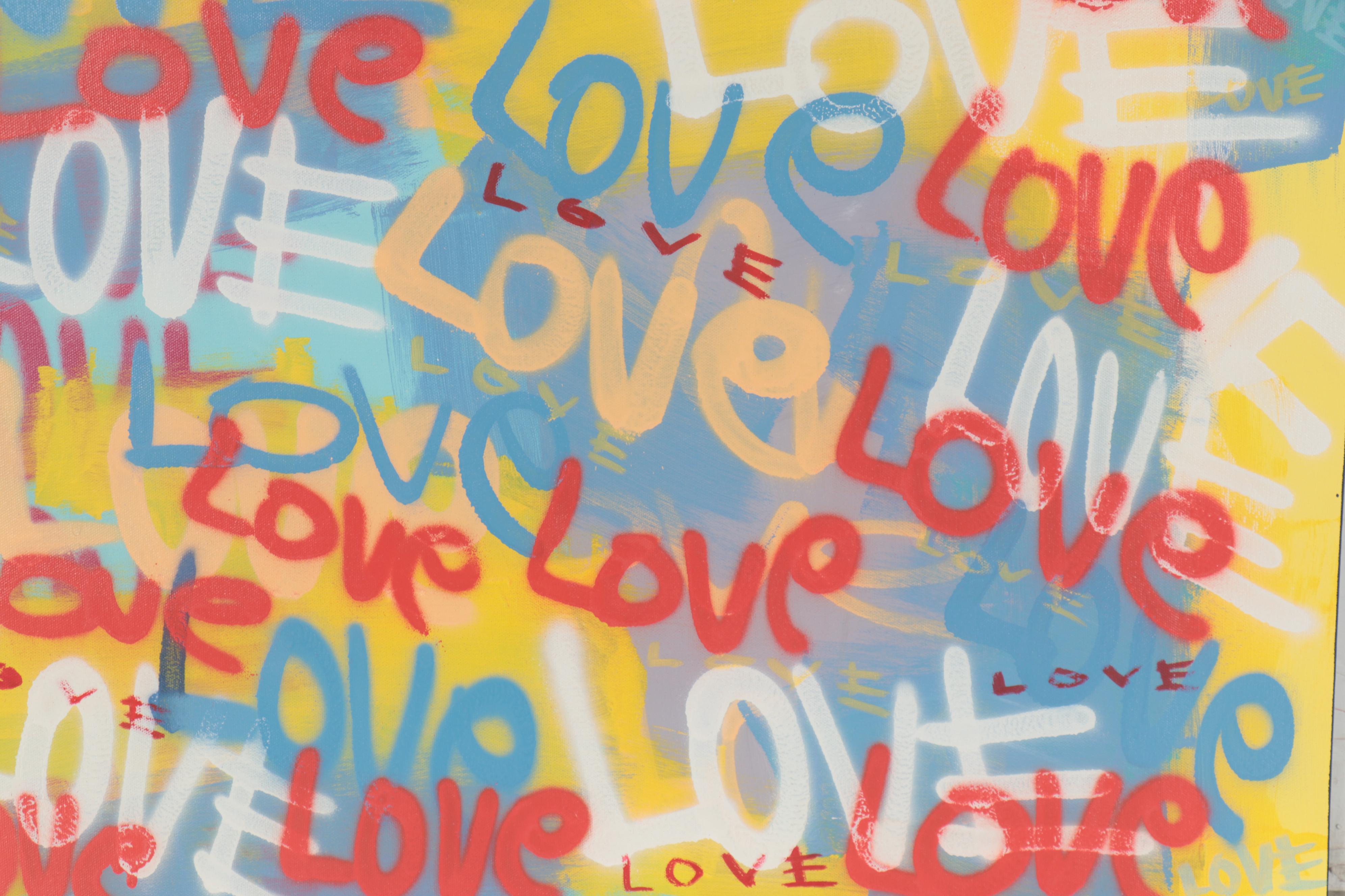 R.C. Raynor Graffiti Style Mixed Media Painting, 21st Century