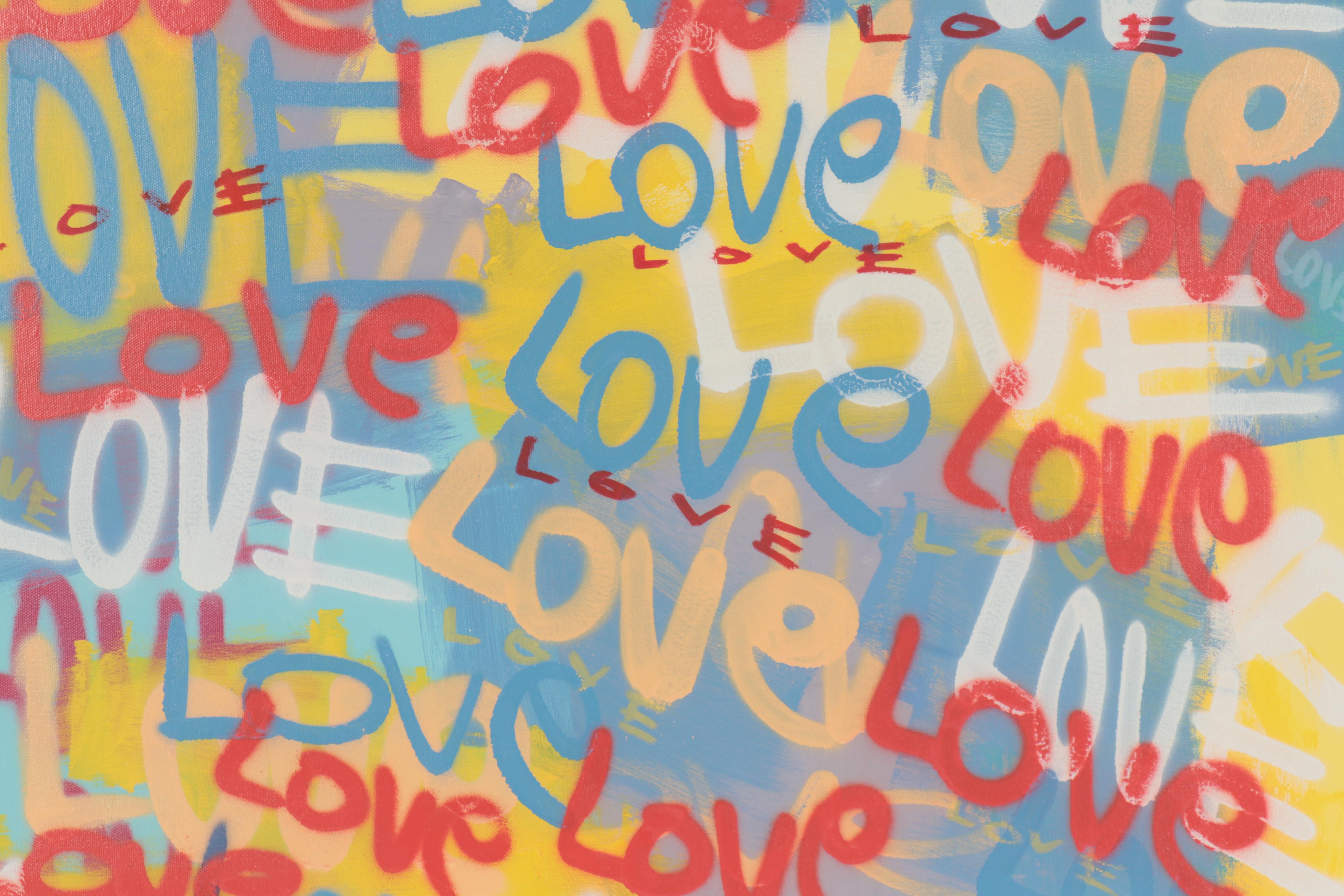 R.C. Raynor Graffiti Style Mixed Media Painting, 21st Century