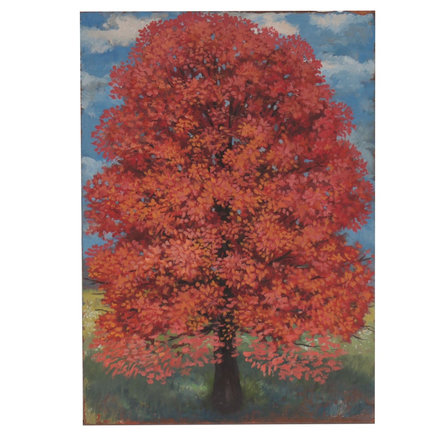 Frank Trapp Landscape Oil Painting of Tree in Autumn