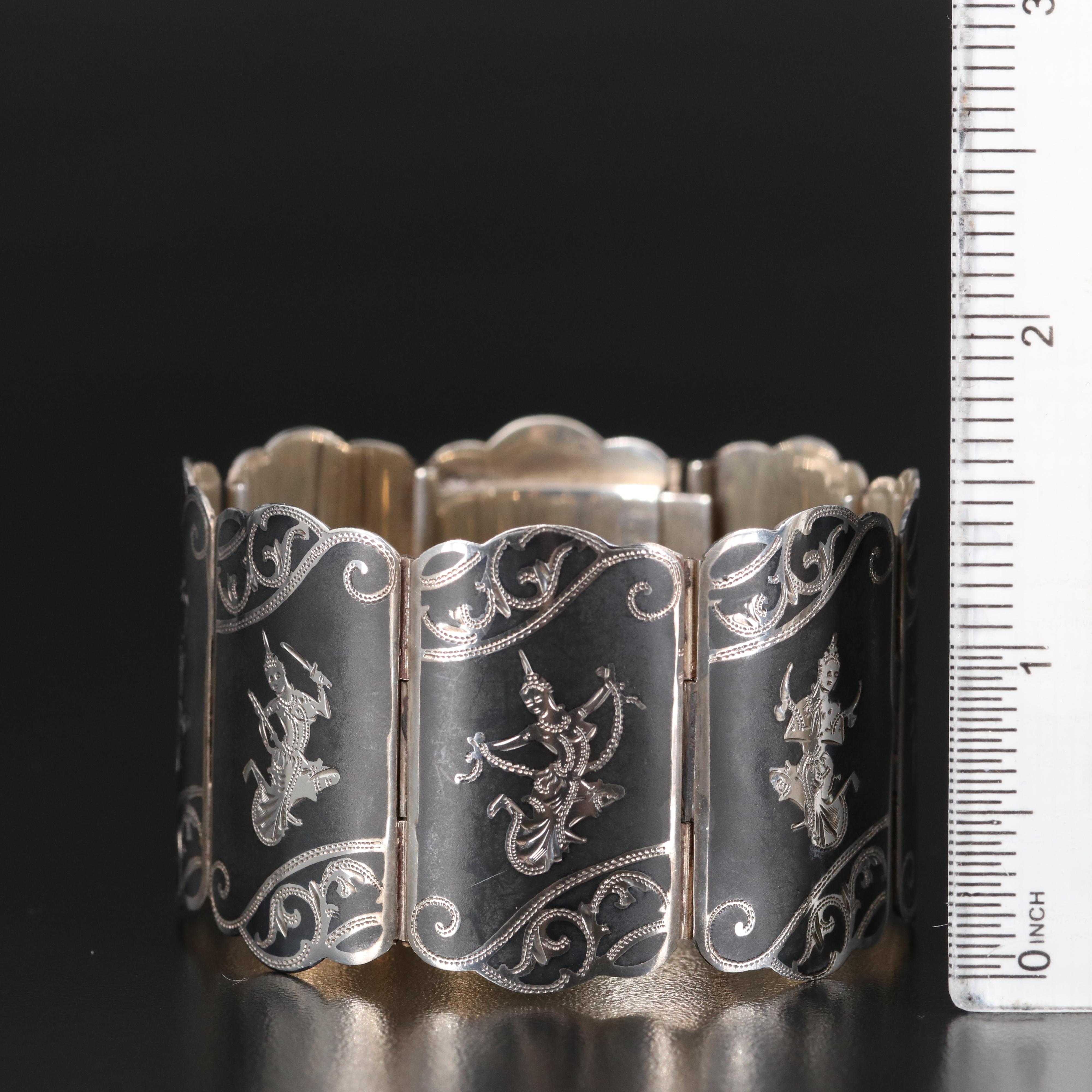 Thai Sterling Niello Panel Bracelet