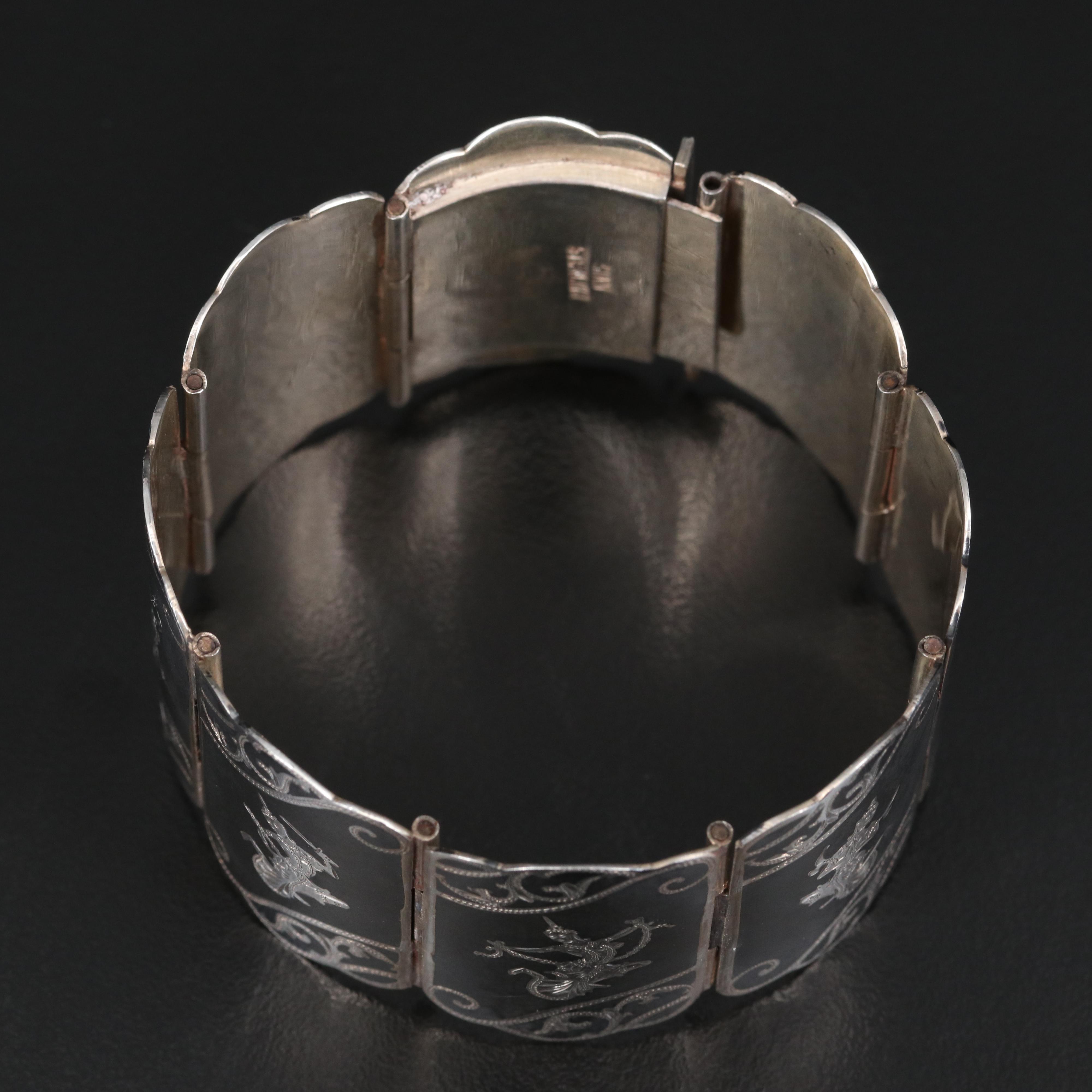 Thai Sterling Niello Panel Bracelet