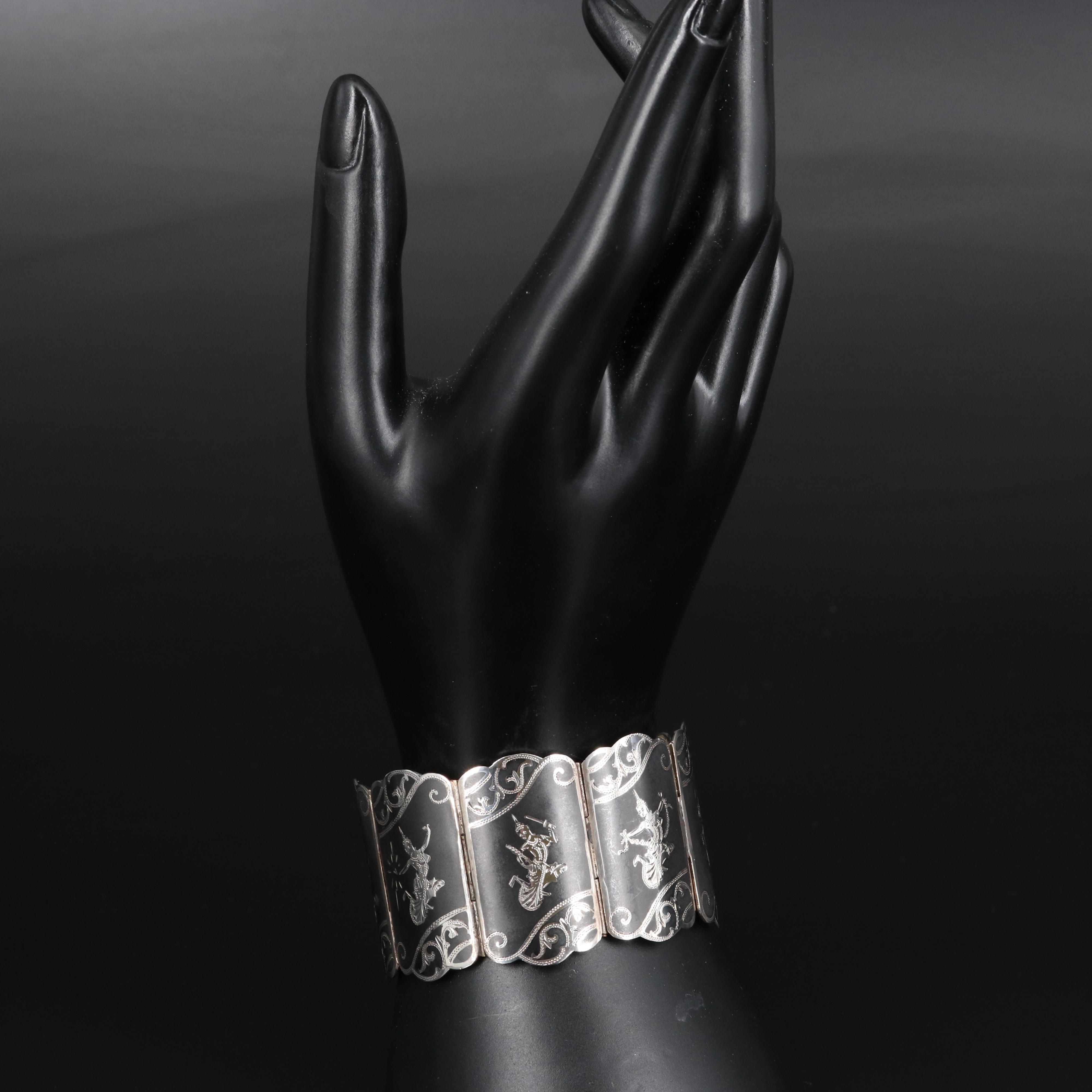 Thai Sterling Niello Panel Bracelet