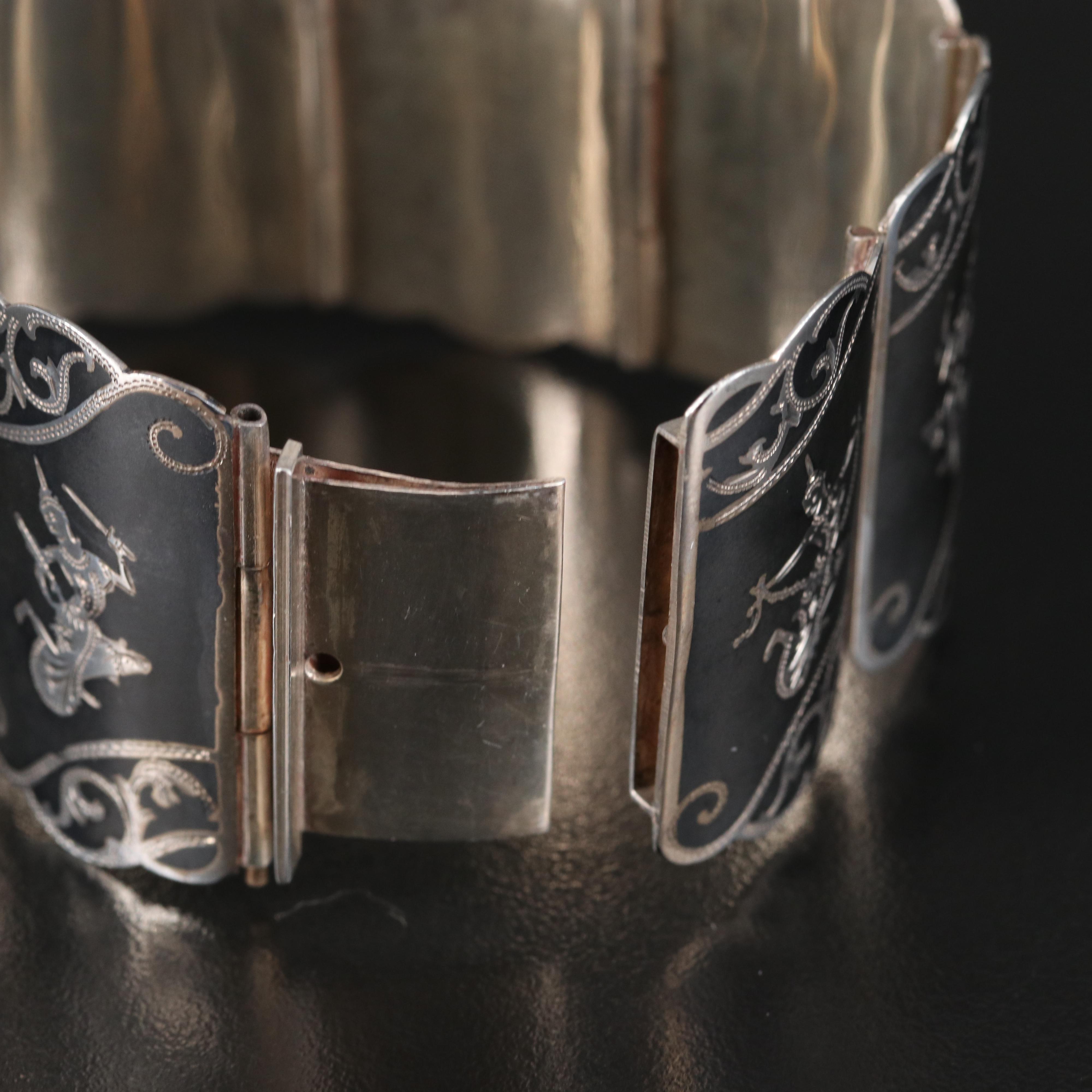 Thai Sterling Niello Panel Bracelet