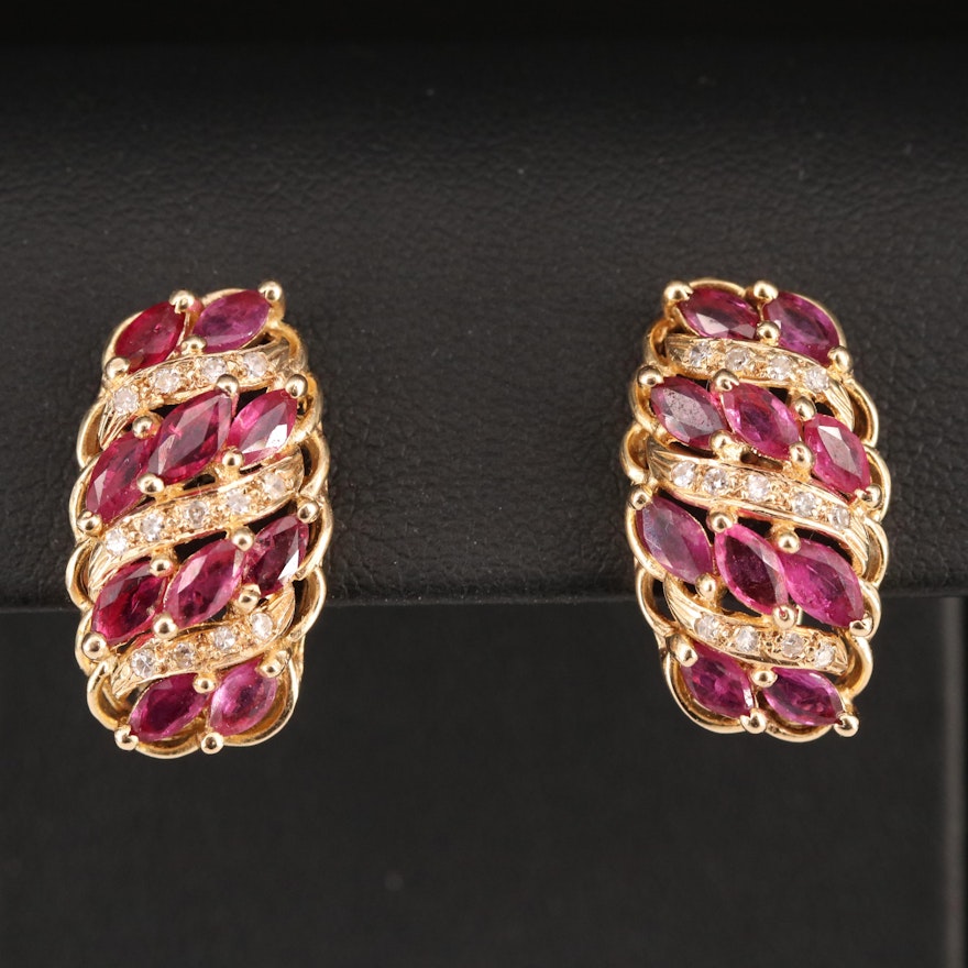 14K Ruby and Diamond Earrings